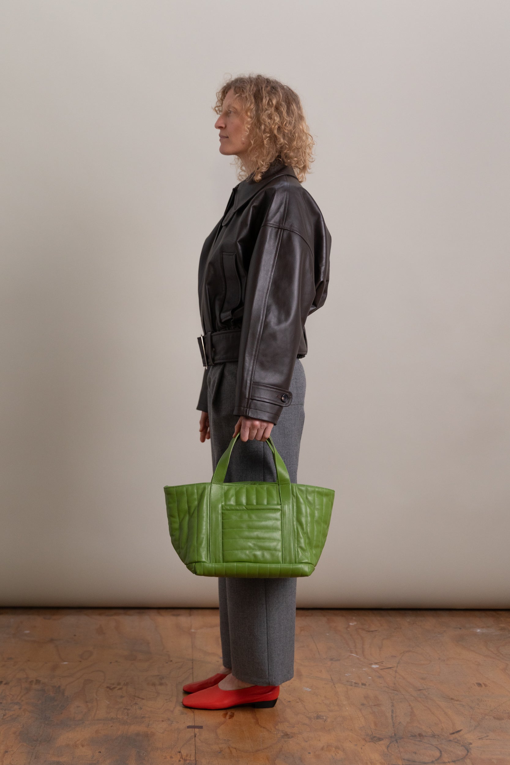 MINI TOTE BAG IN SPRING GREEN QUILTED NAPPA LEATHER
