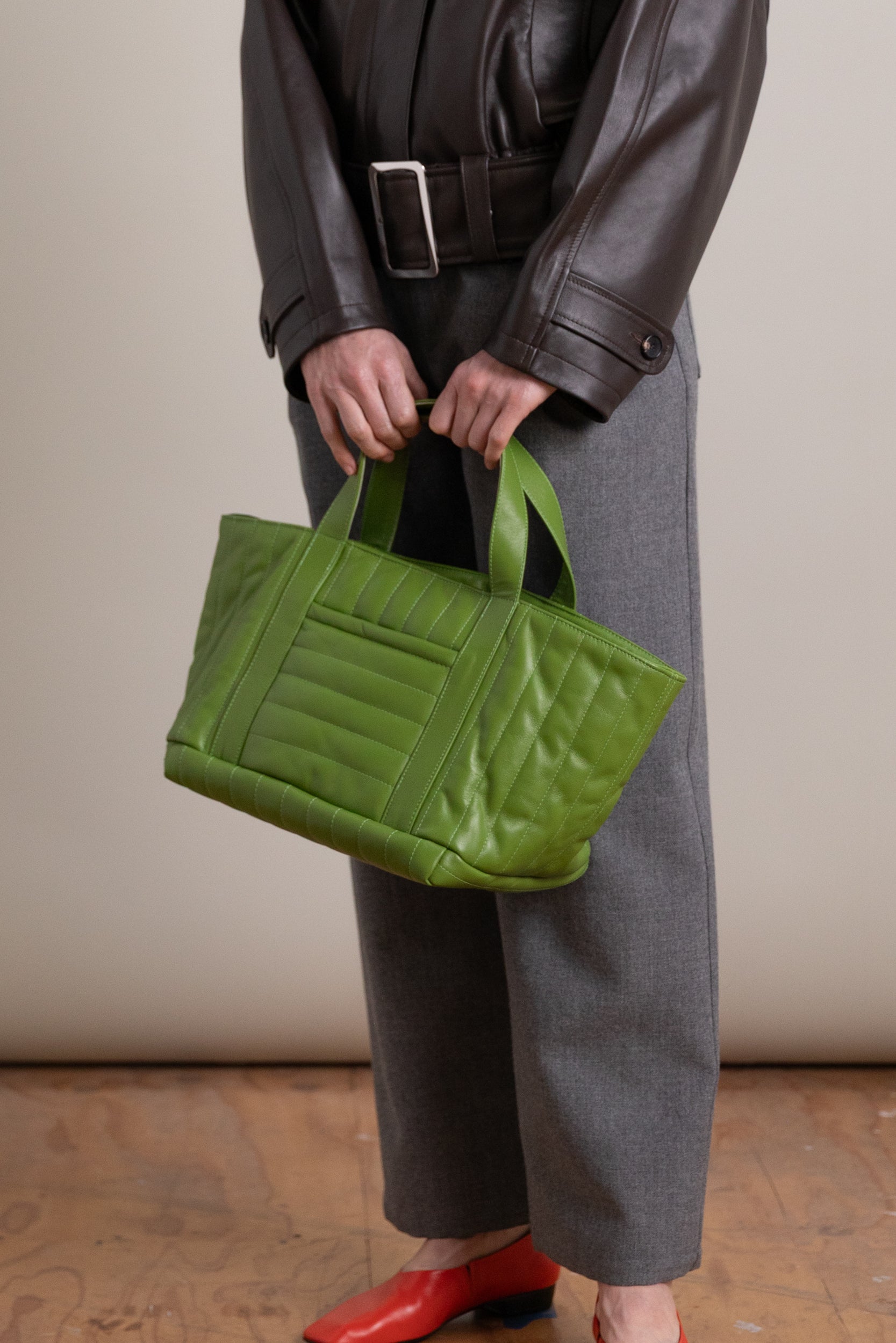 MINI TOTE BAG IN SPRING GREEN QUILTED NAPPA LEATHER