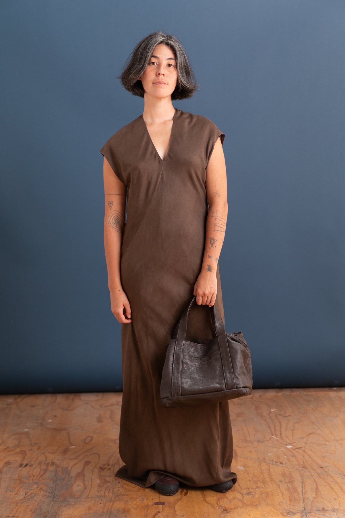 MINI TOTE BAG IN BROWN SAPPLE GOAT