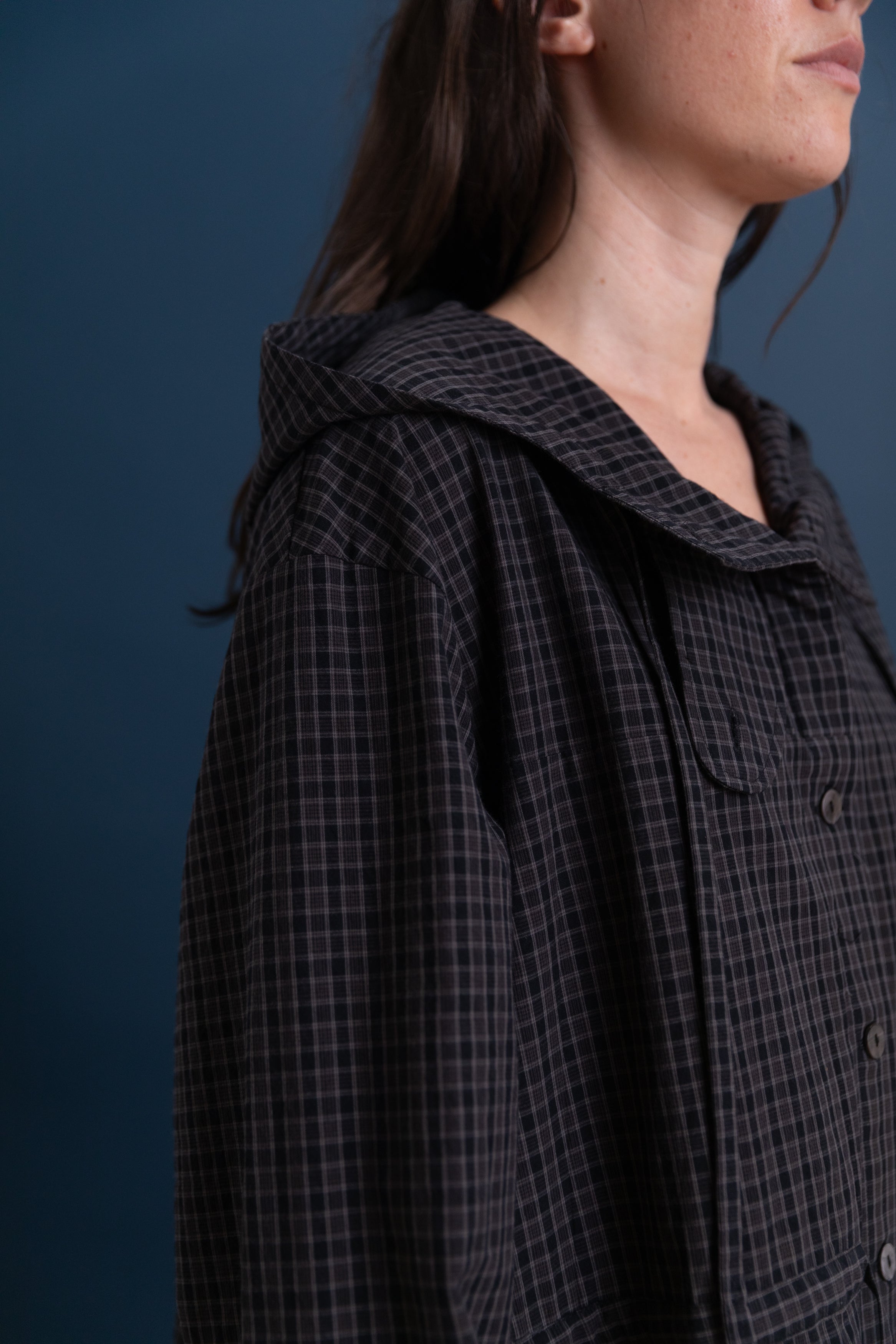 MONA PARKA DRESS IN COTTON MINI CHECK