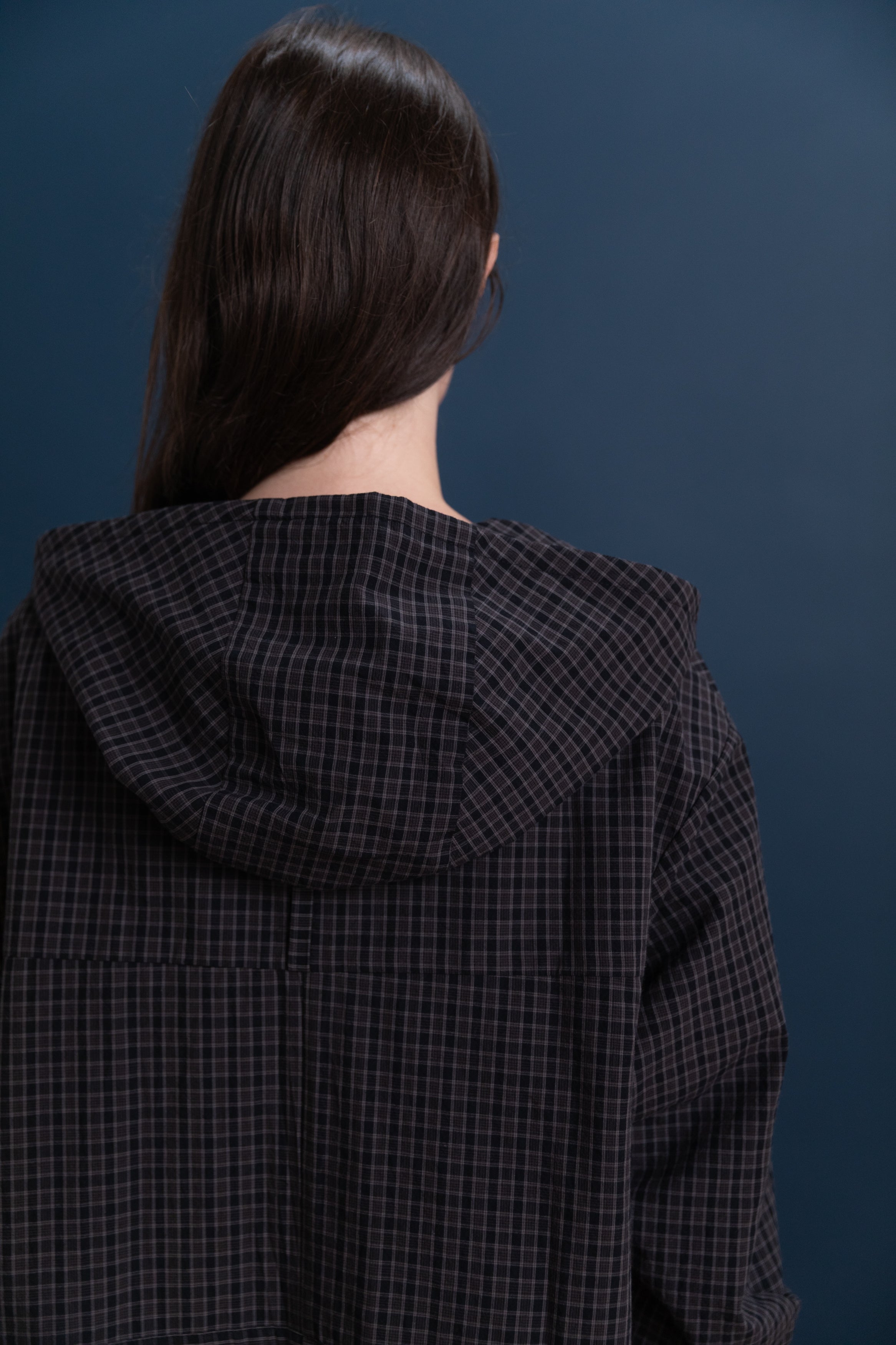 MONA PARKA DRESS IN COTTON MINI CHECK