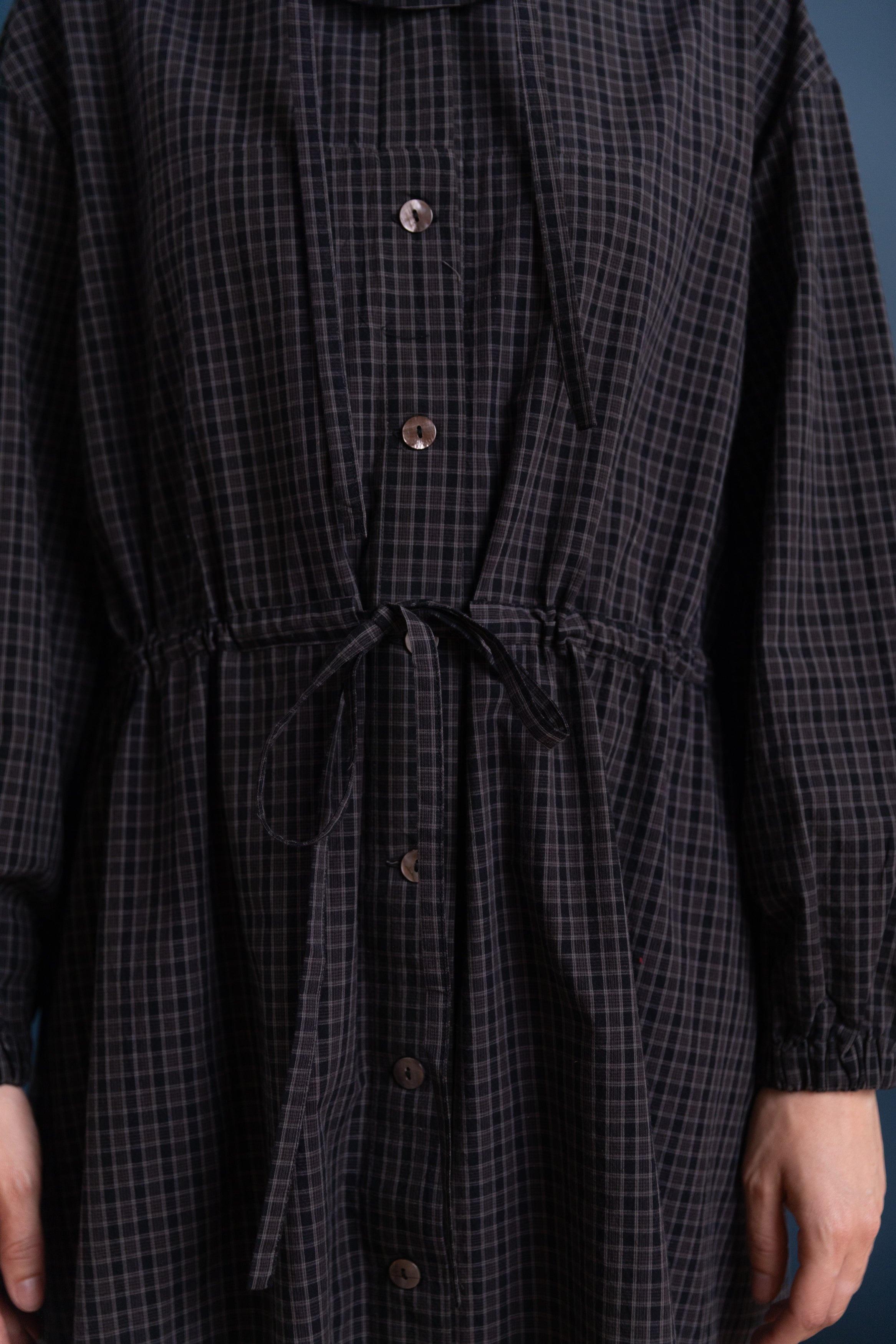 MONA PARKA DRESS IN COTTON MINI CHECK