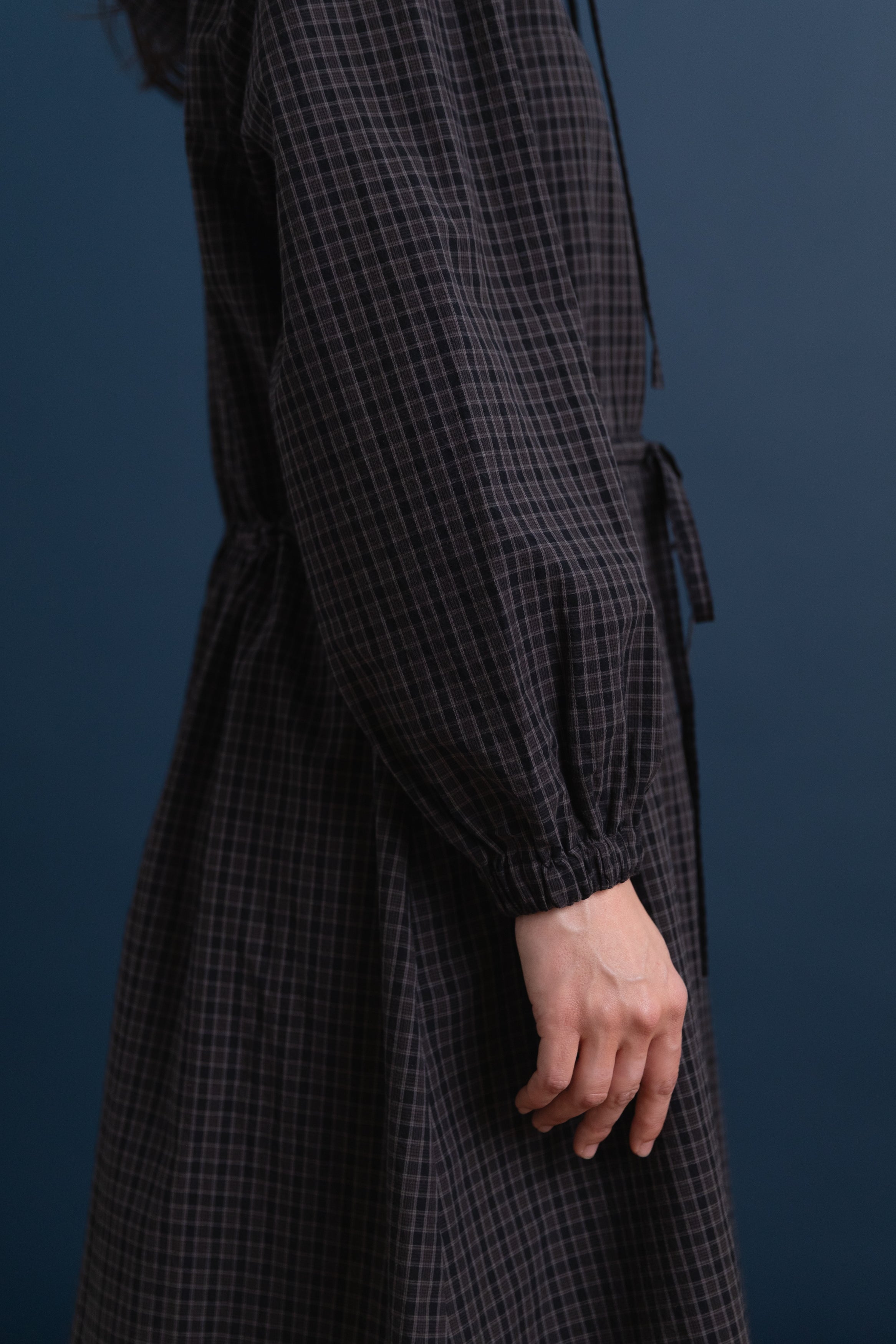 MONA PARKA DRESS IN COTTON MINI CHECK