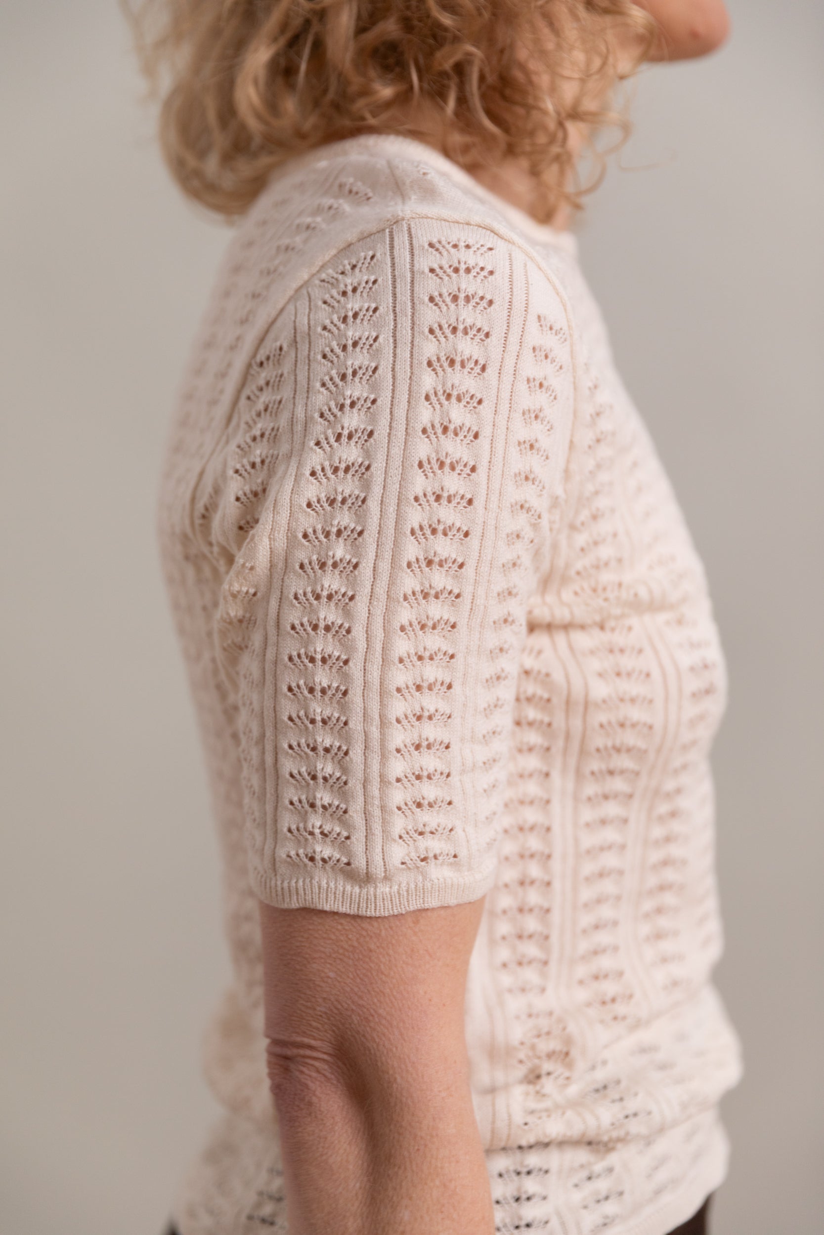 POINTELLE SHIRT IN CHALK COTTON CASHMERE