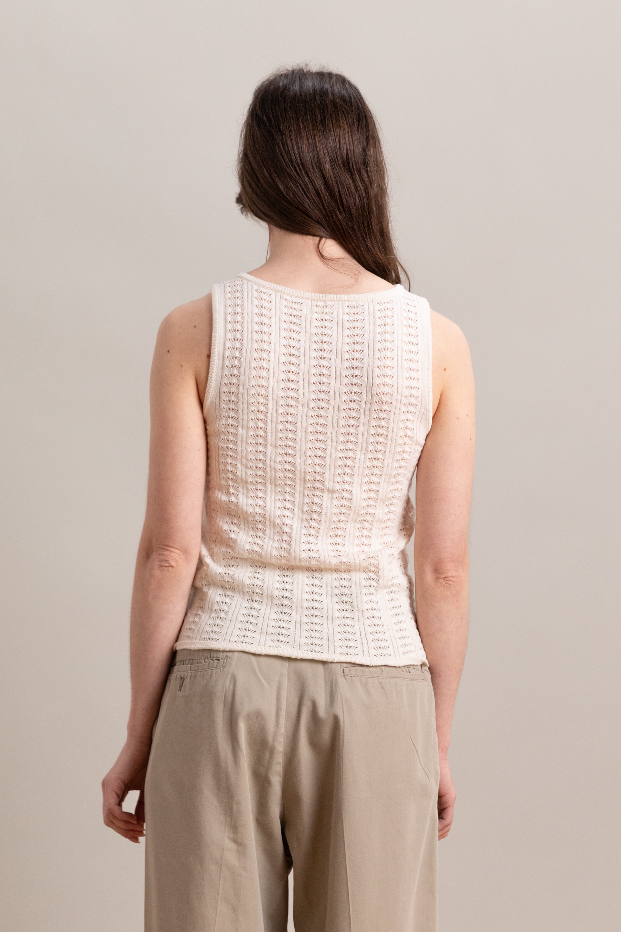 POINTELLE TANK IN MERENGUE ORGANIC COTTON/MERINO WOOL