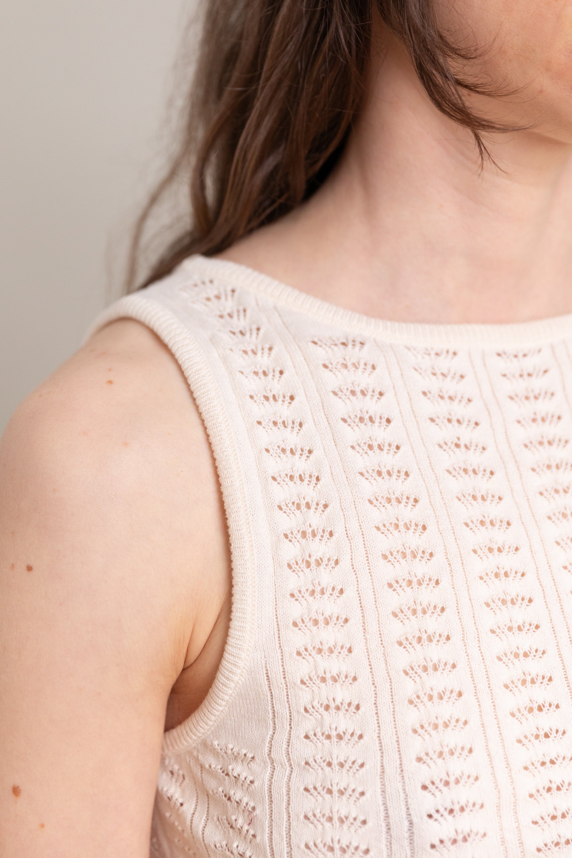 POINTELLE TANK IN MERENGUE ORGANIC COTTON/MERINO WOOL