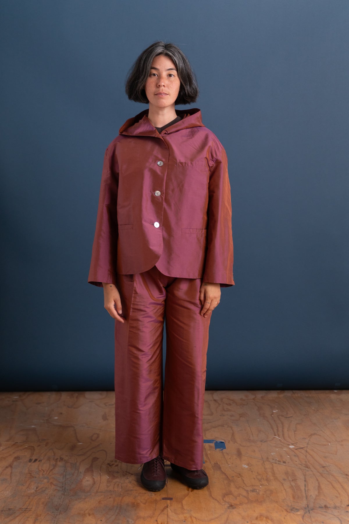 REEVA JACKET IN JAM SILK DUPION