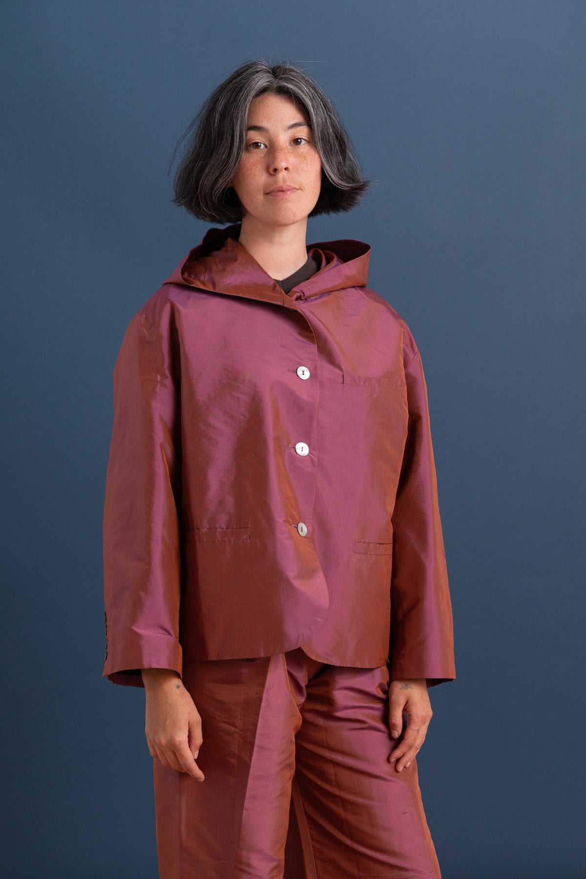 REEVA JACKET IN JAM SILK DUPION