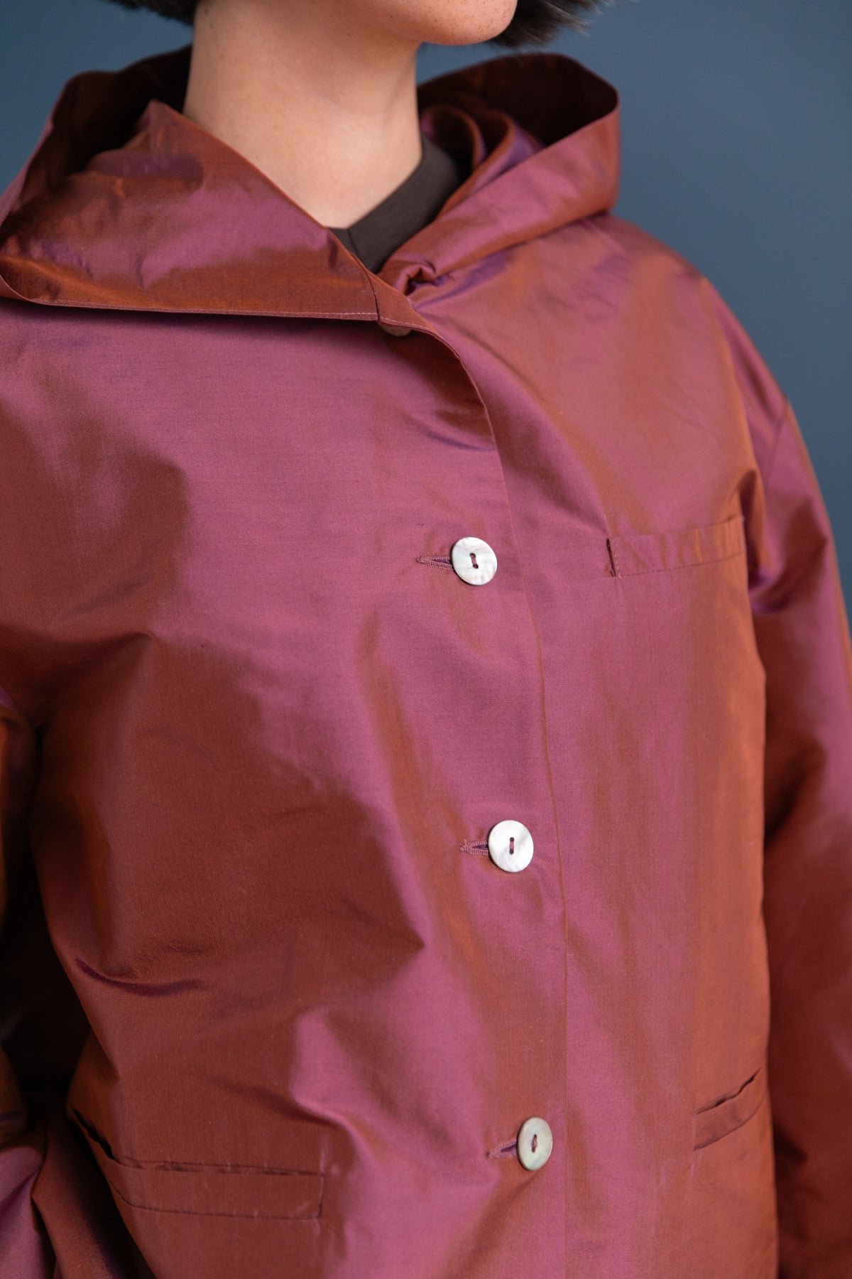 REEVA JACKET IN JAM SILK DUPION