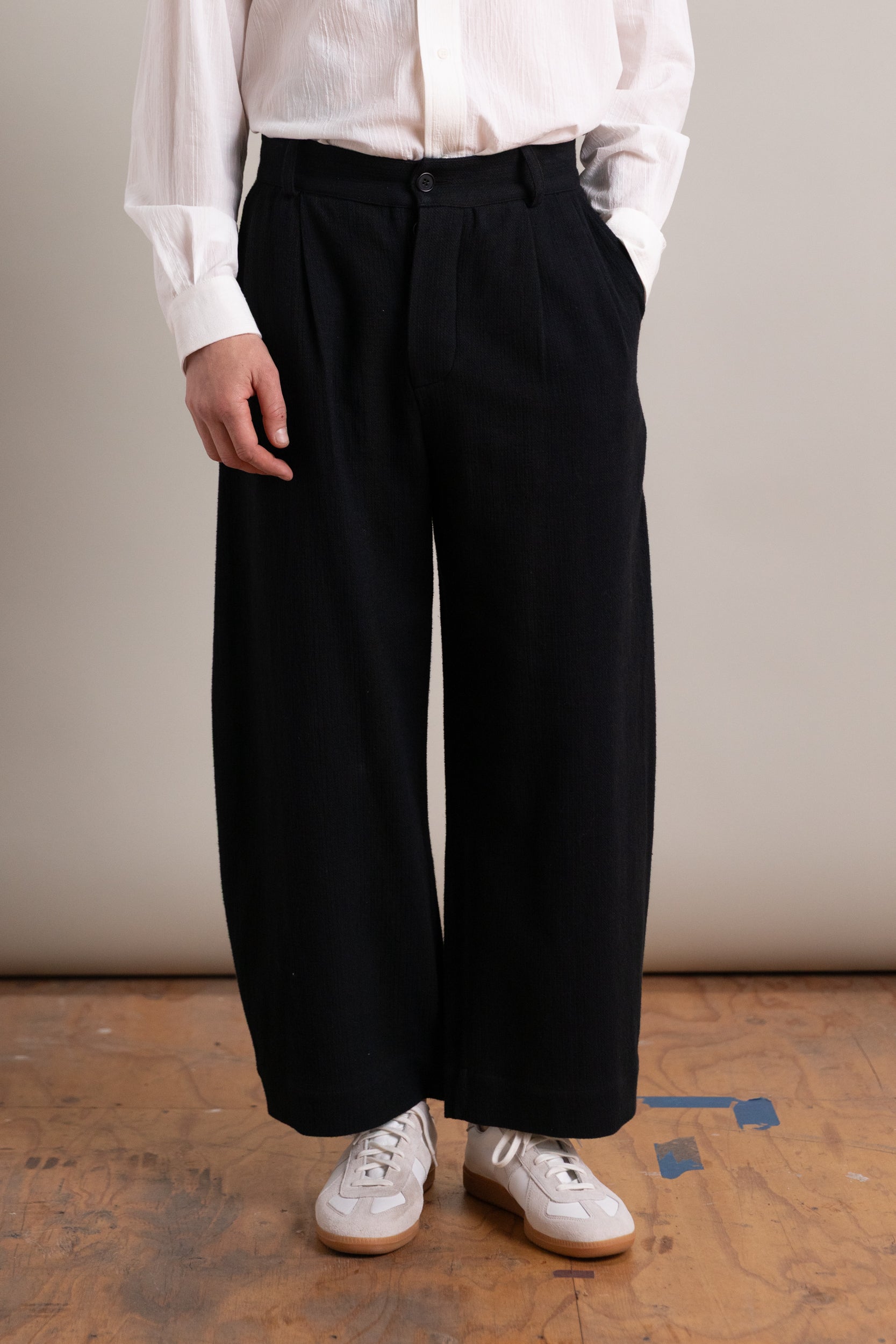 ROBBY TROUSER IN BLACK JAPANESE STITCH COTTON