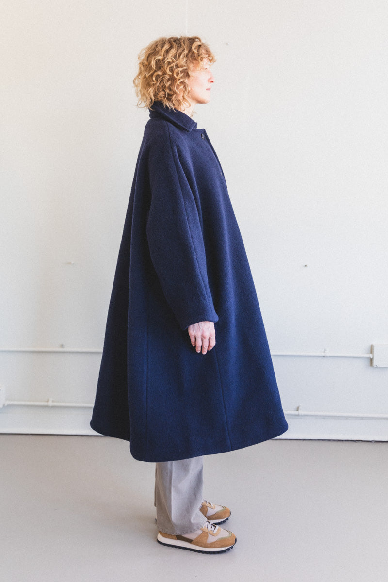 ROO COAT IN NAVY BOILED WOOL — Shop Boswell