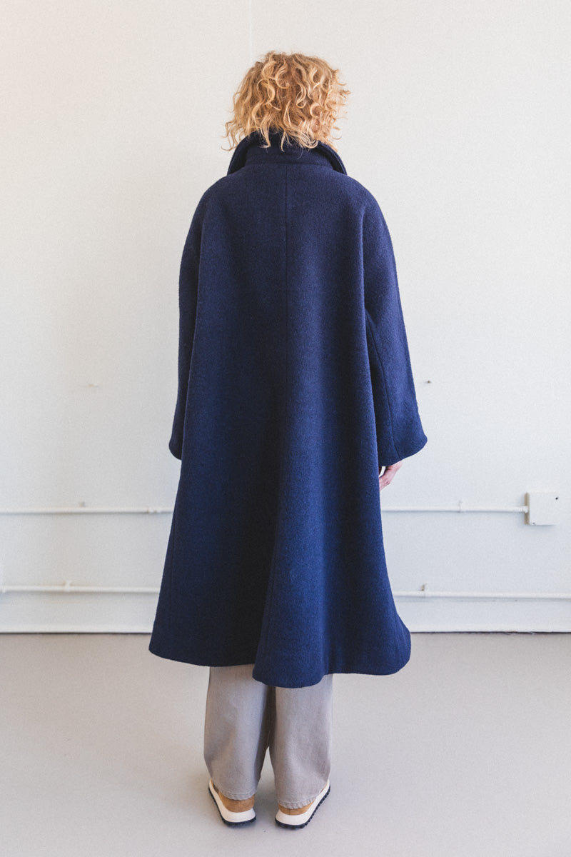 ROO COAT IN NAVY BOILED WOOL — Shop Boswell