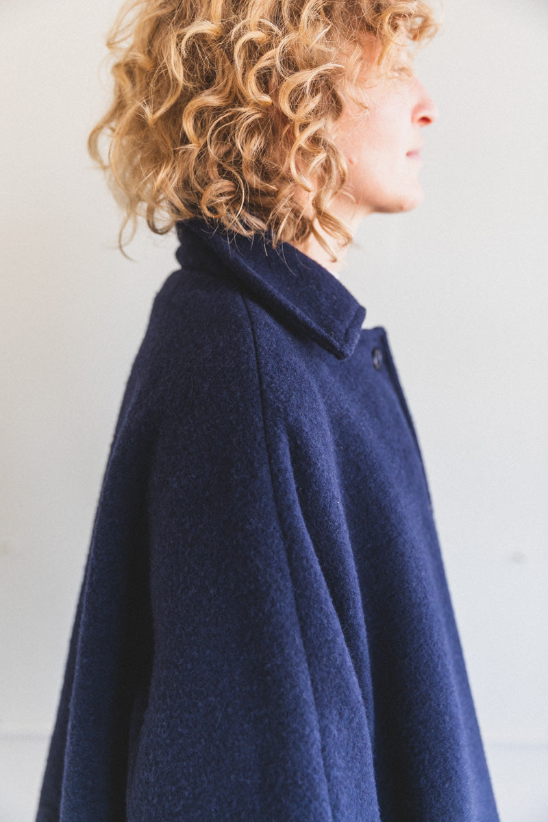 ROO COAT IN NAVY BOILED WOOL — Shop Boswell