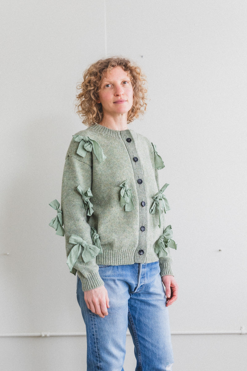 ROSA CARDIGAN WITH BOWS IN SAGE