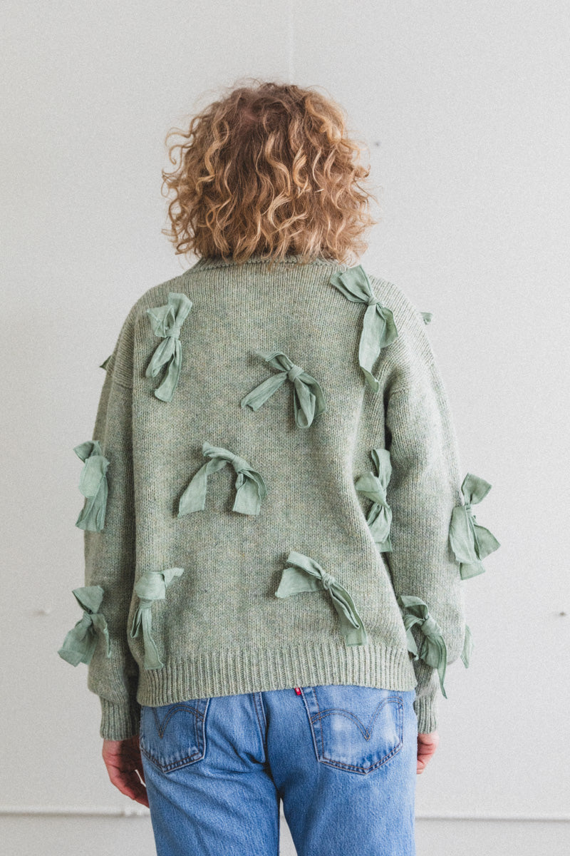 ROSA CARDIGAN WITH BOWS IN SAGE
