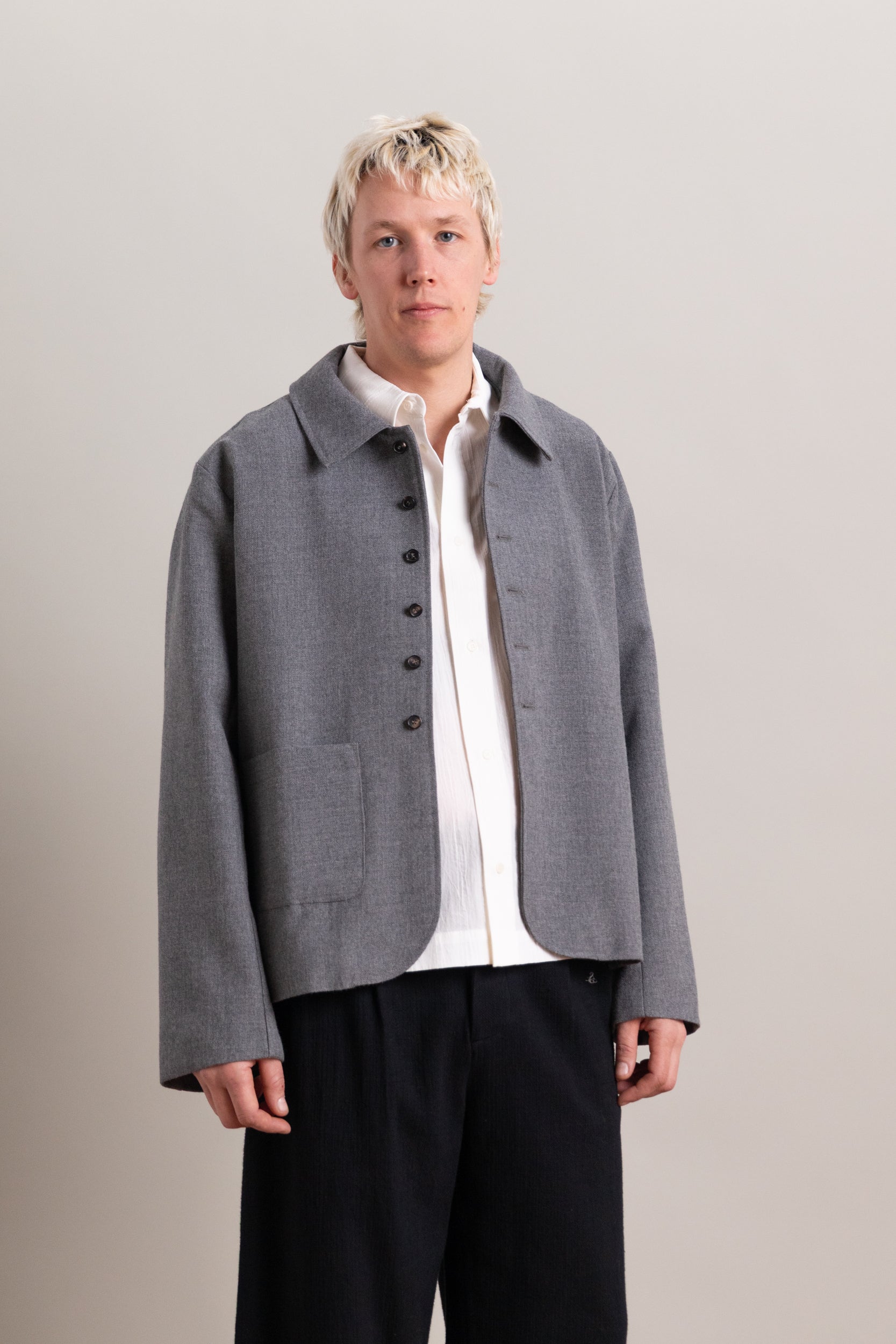 SANDY JACKET IN GREY BRITISH WOOL