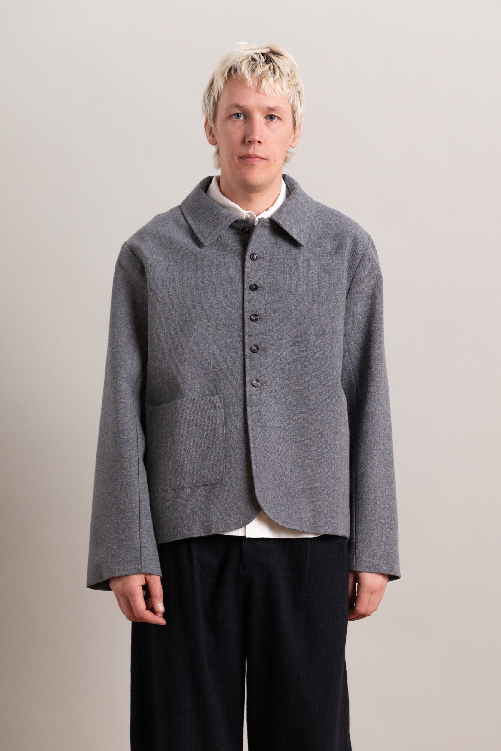 SANDY JACKET IN GREY BRITISH WOOL