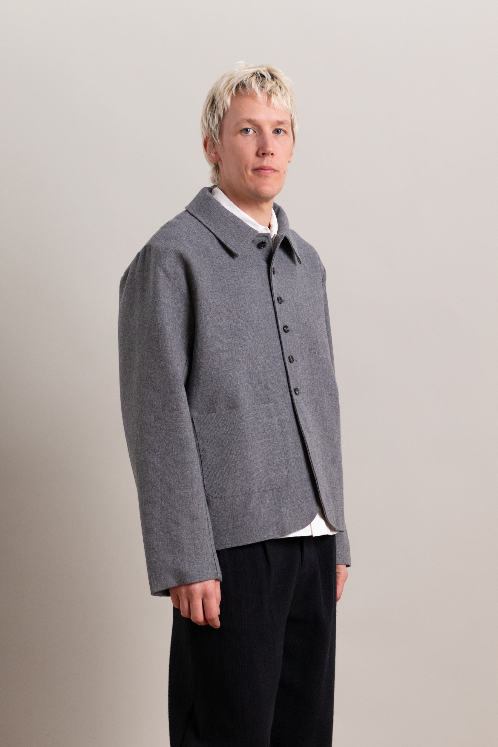 SANDY JACKET IN GREY BRITISH WOOL