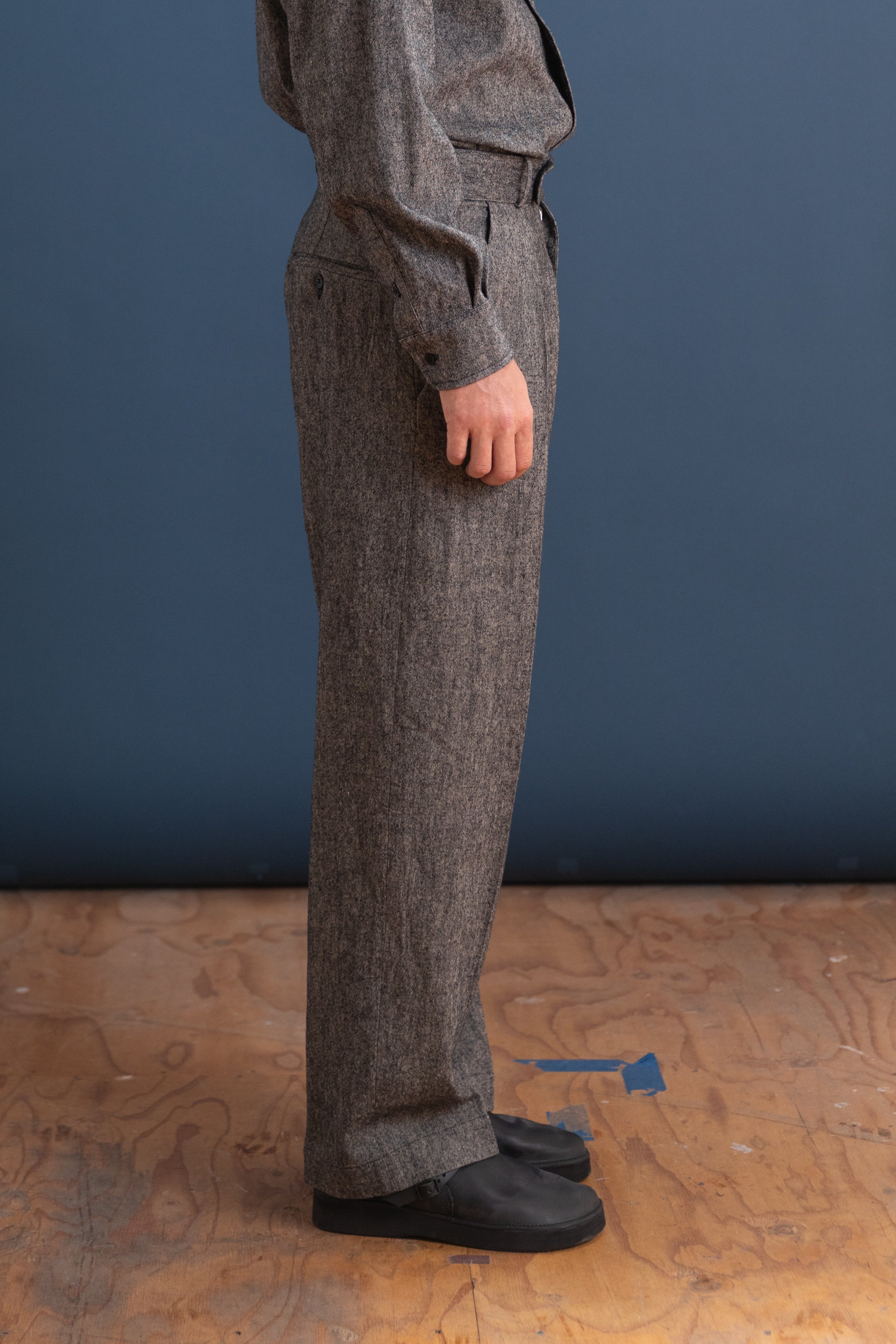 SILAS TROUSER IN SPECKLED BLACK JAPANESE FLAX/SILK
