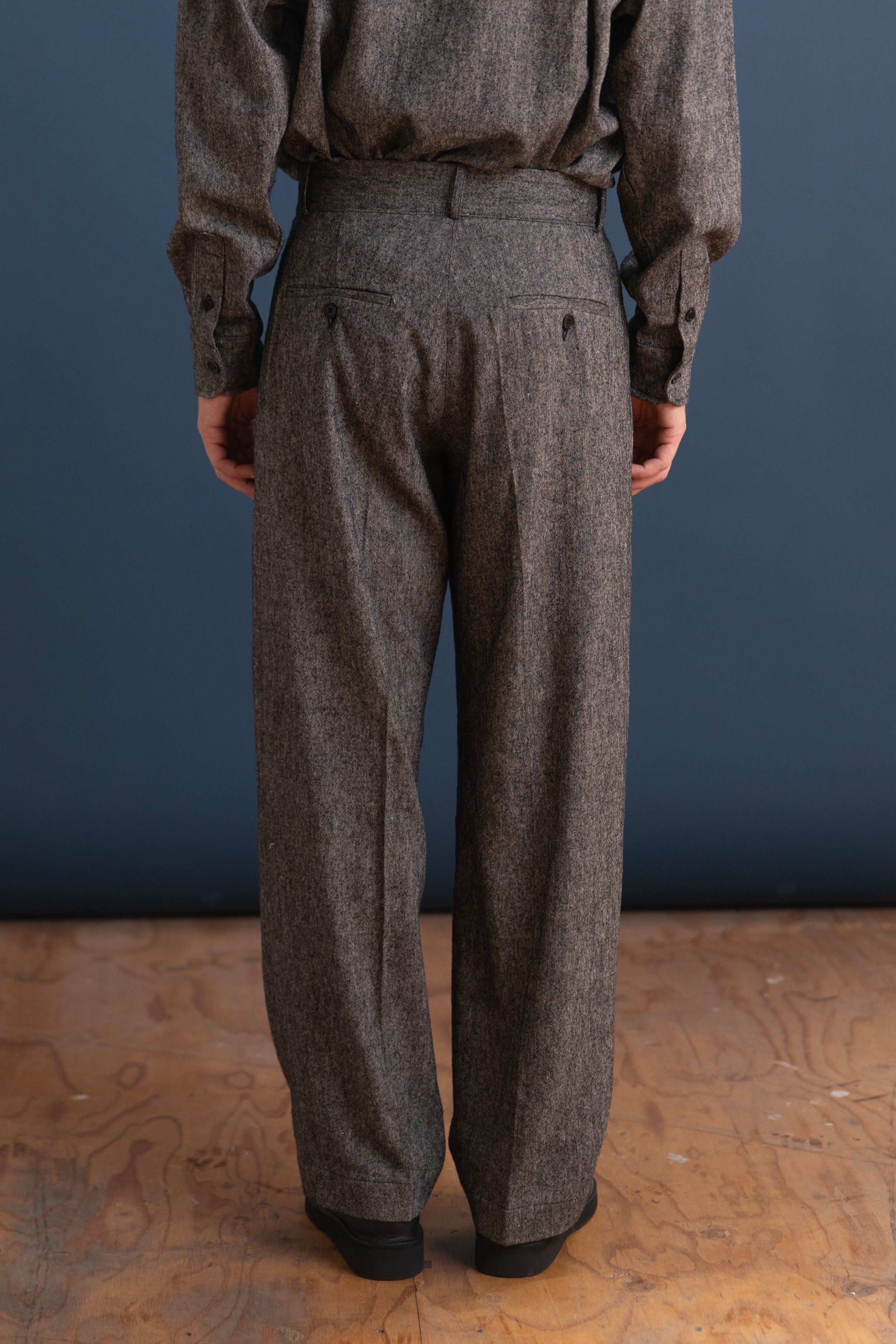 SILAS TROUSER IN SPECKLED BLACK JAPANESE FLAX/SILK