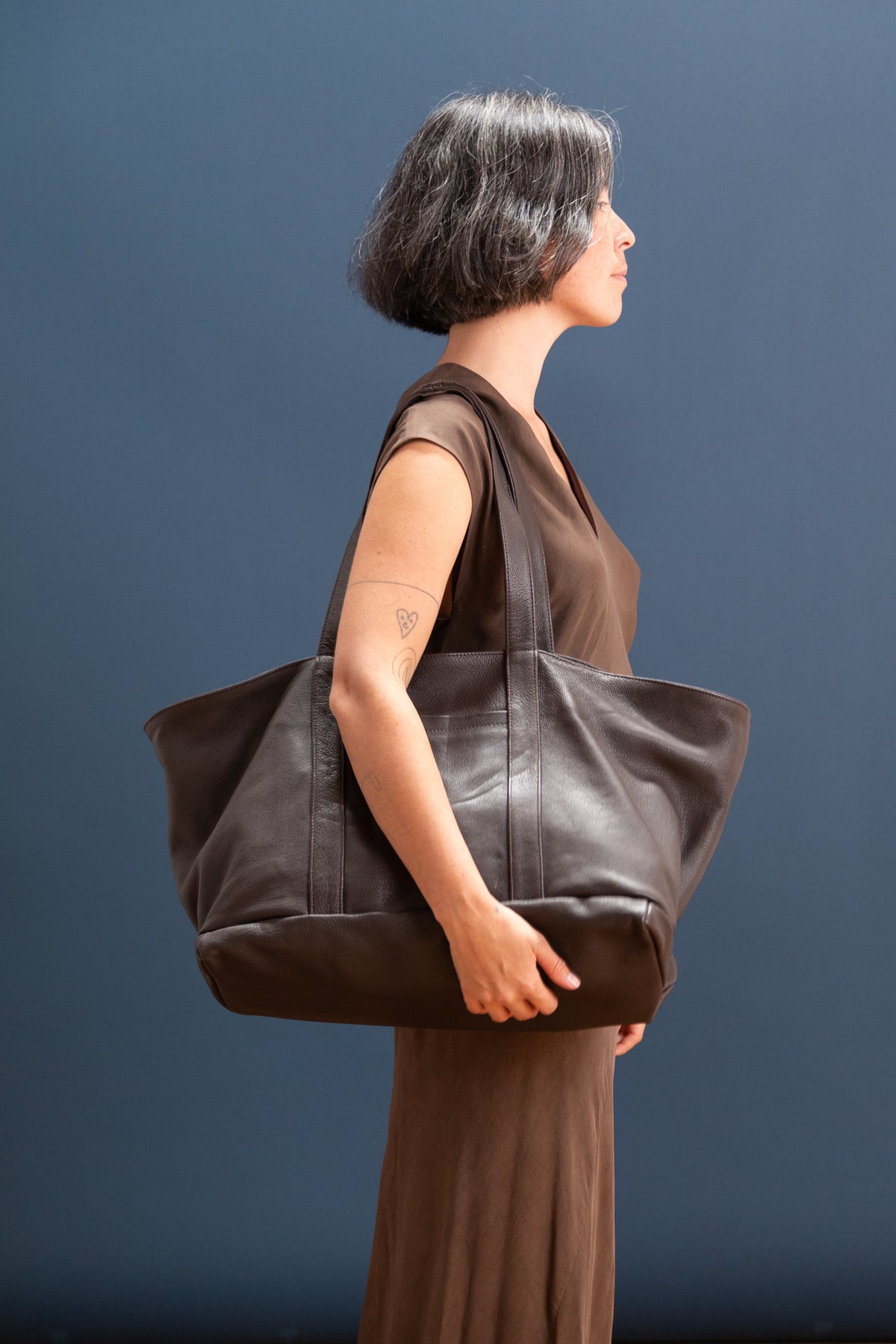 TOTE BAG IN BROWN SAPPLE GOAT