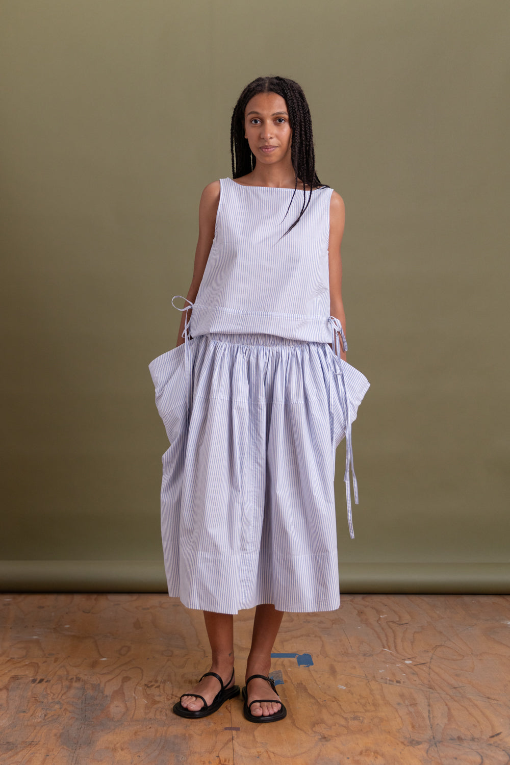 ELSA DRESS IN RIVIERA STRIPED COTTON