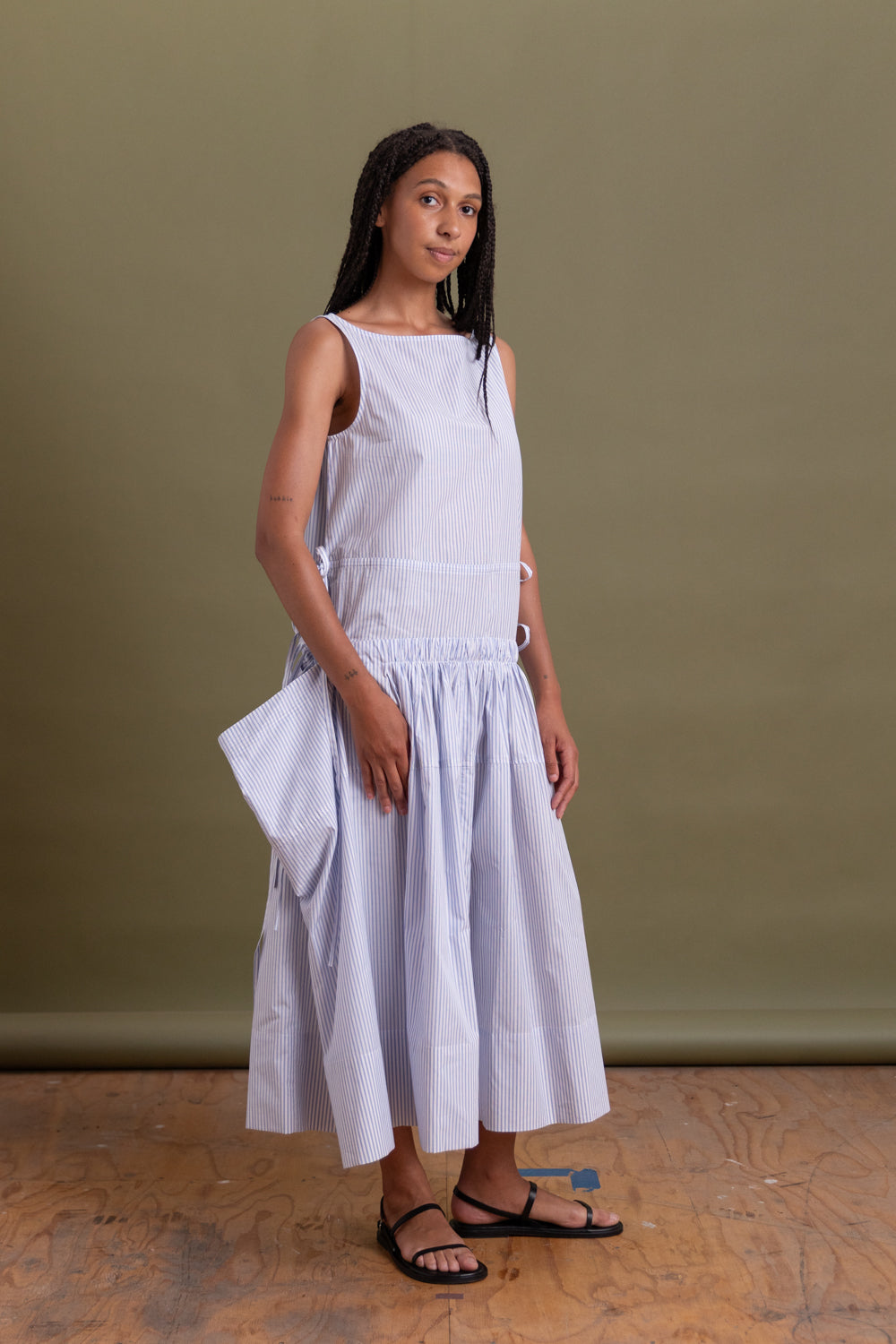 ELSA DRESS IN RIVIERA STRIPED COTTON