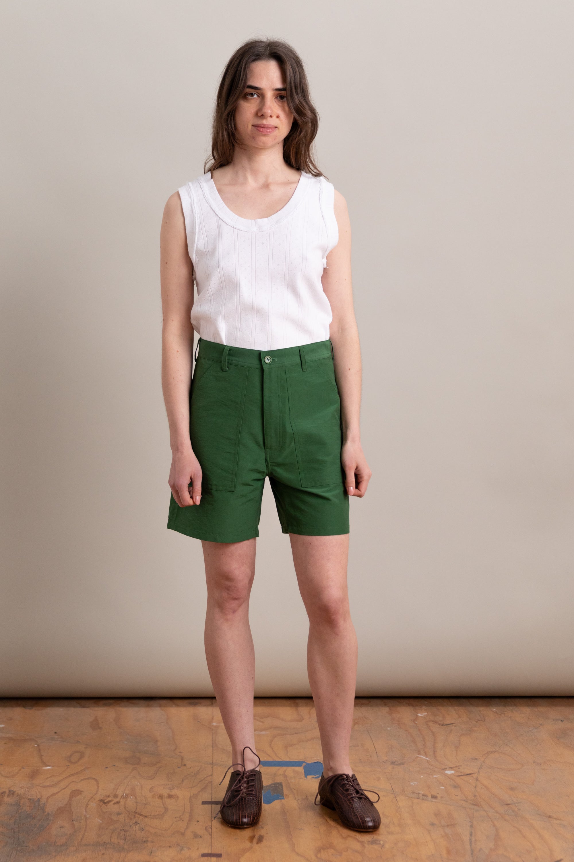GEORGE SHORT IN GREEN GROSGRAIN