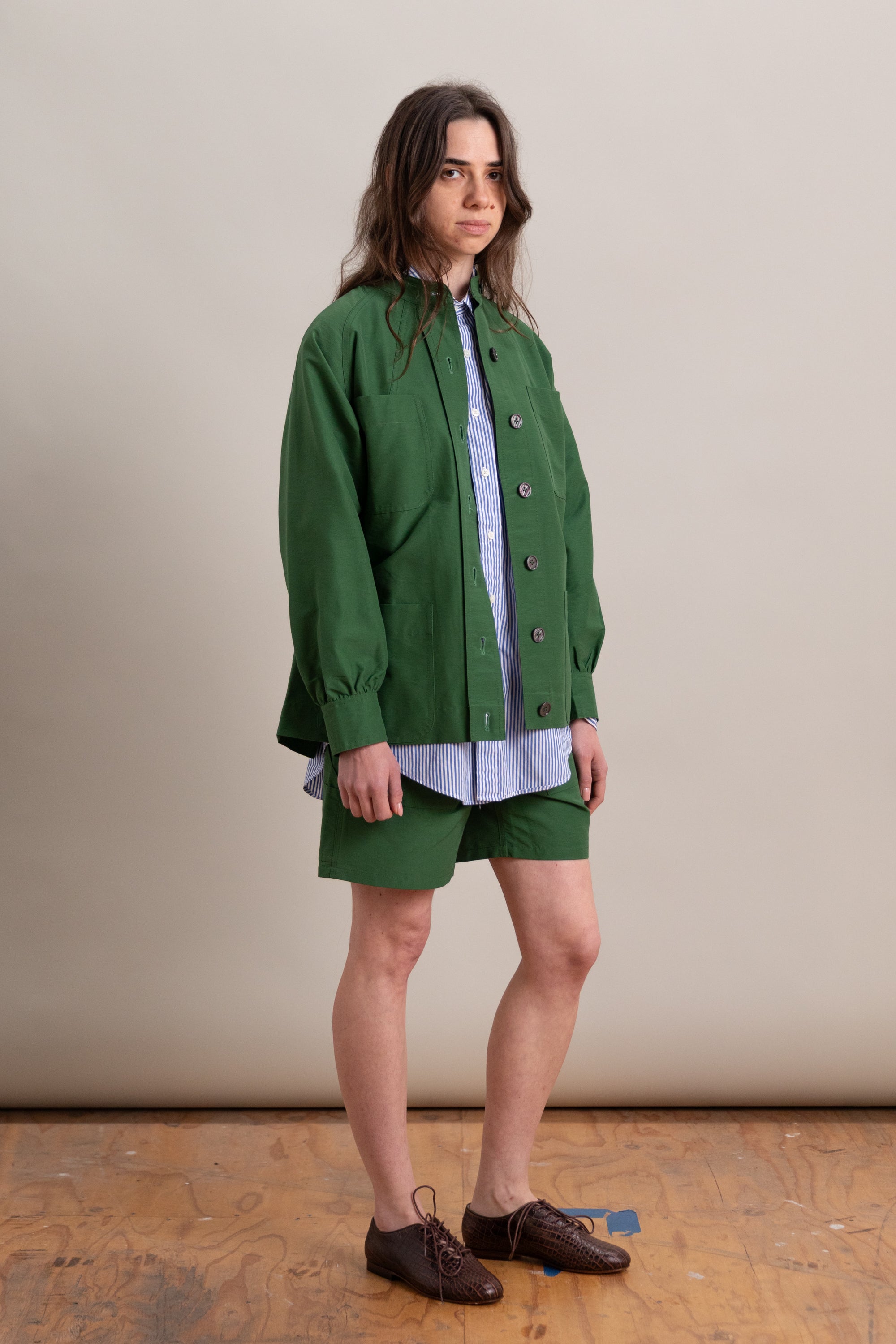 KIWA JACKET IN GREEN GROSGRAIN