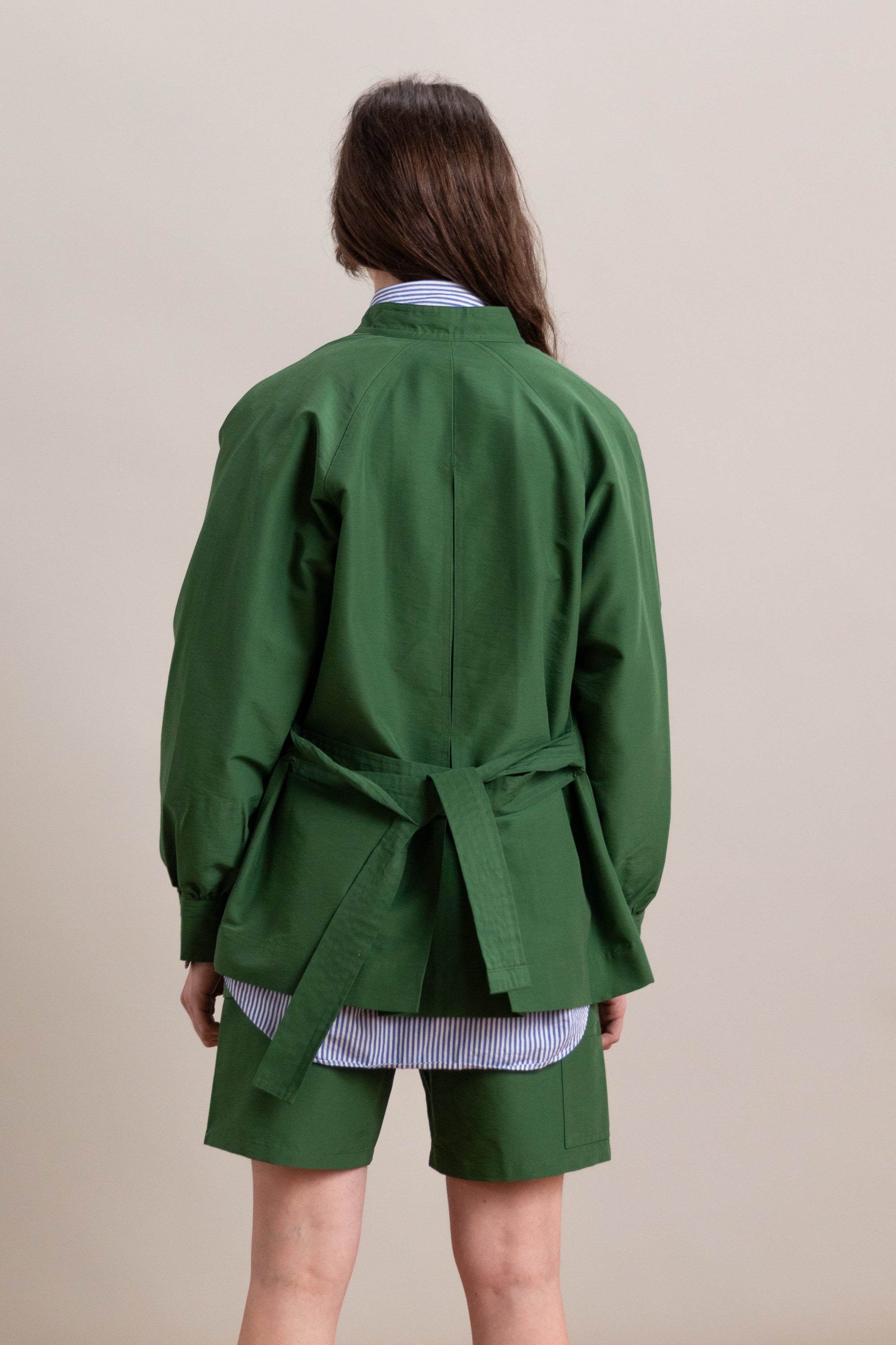 KIWA JACKET IN GREEN GROSGRAIN