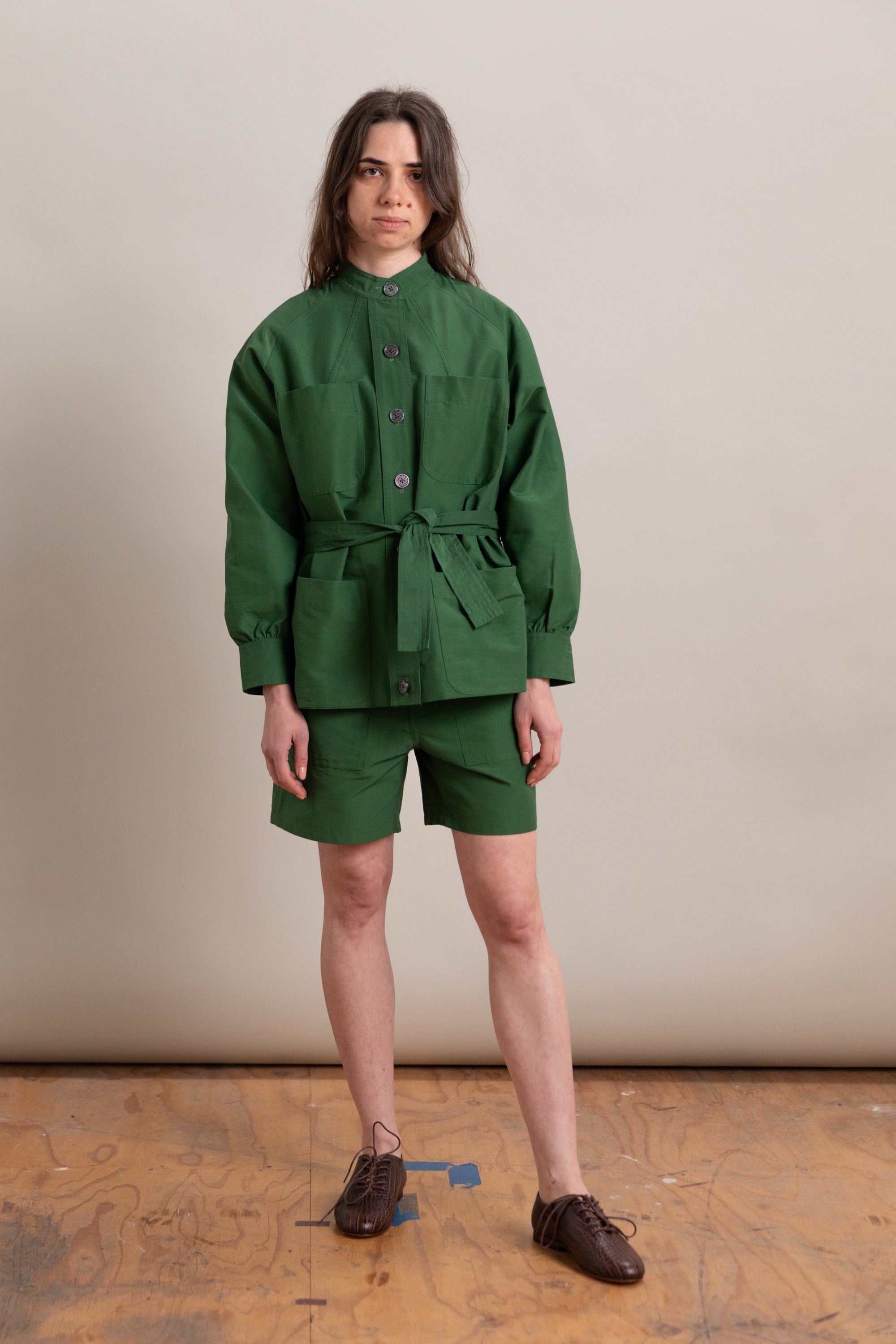 KIWA JACKET IN GREEN GROSGRAIN