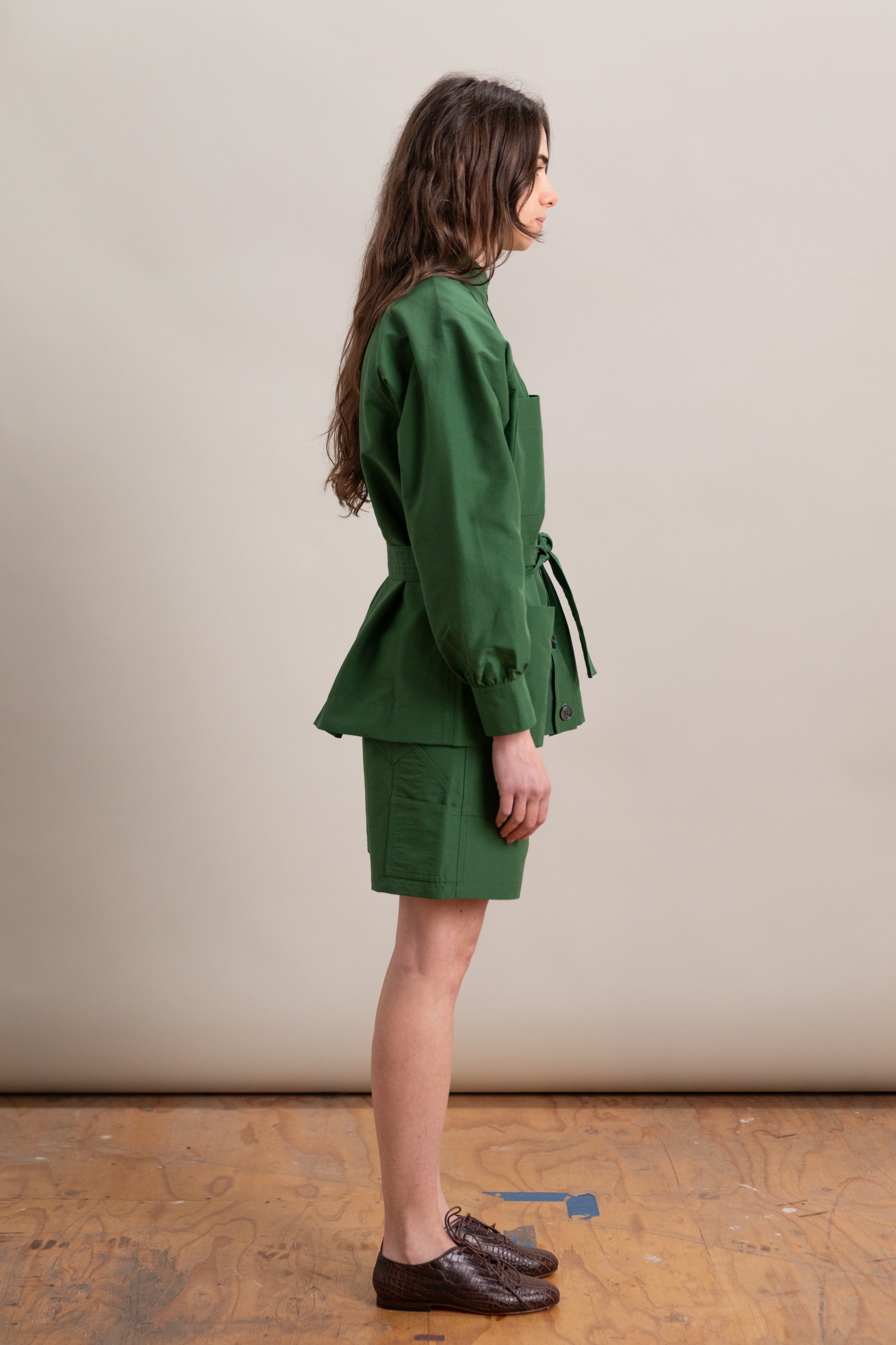 KIWA JACKET IN GREEN GROSGRAIN