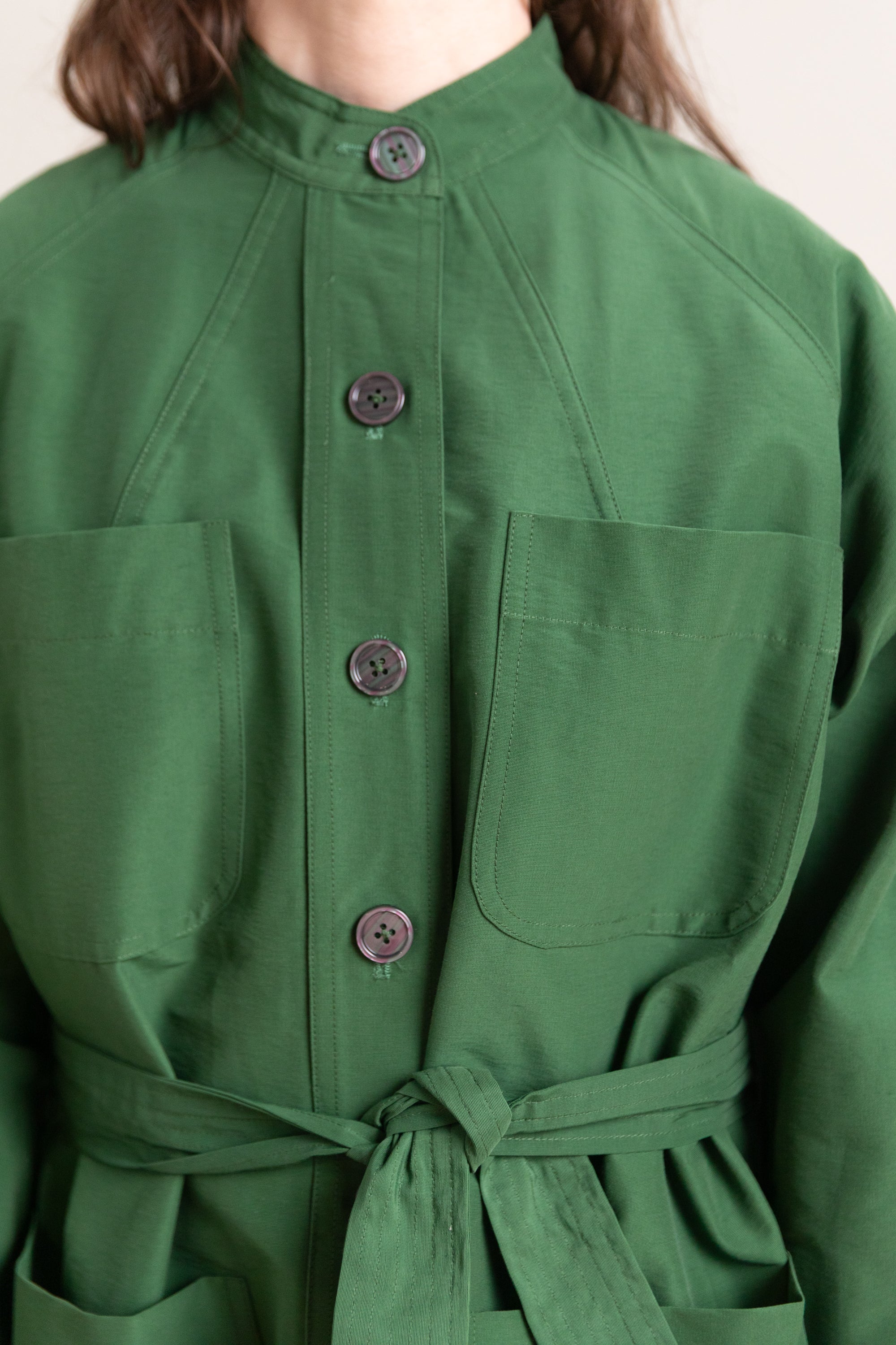 KIWA JACKET IN GREEN GROSGRAIN