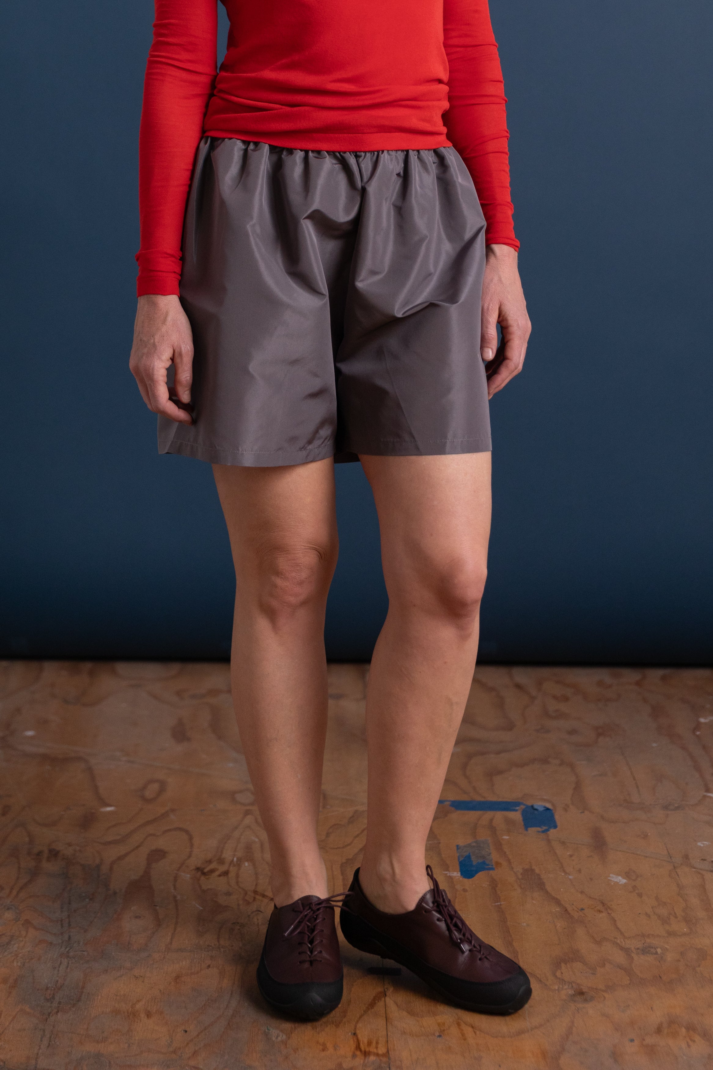 LONG ASA SHORT IN METAL SILK TAFFETA