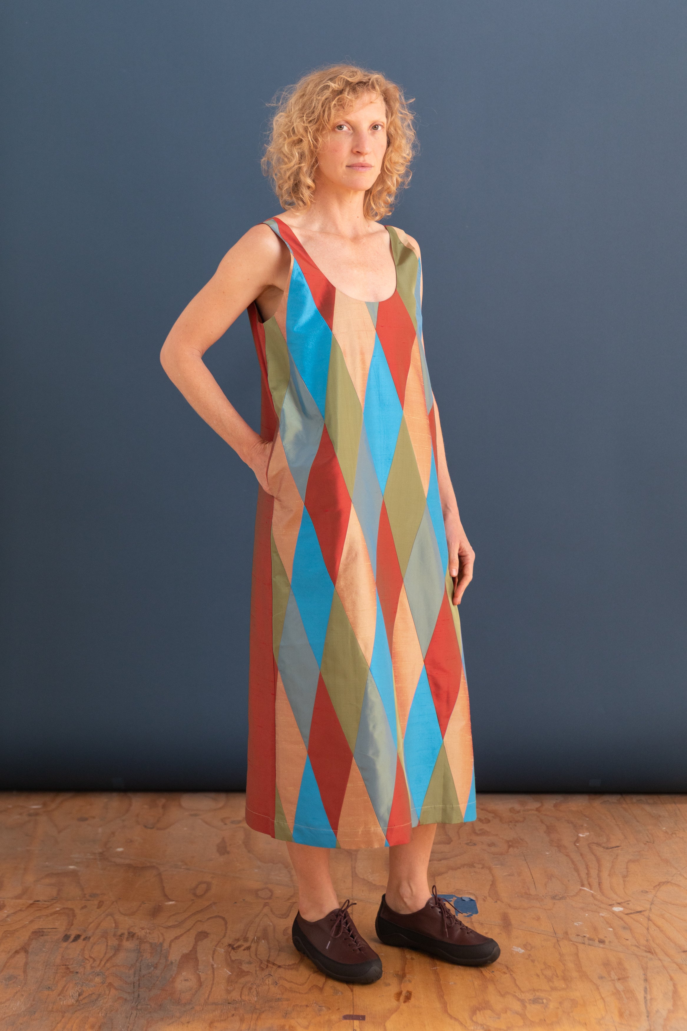 LUCILLE DRESS IN MULTI SILK TAFFETA