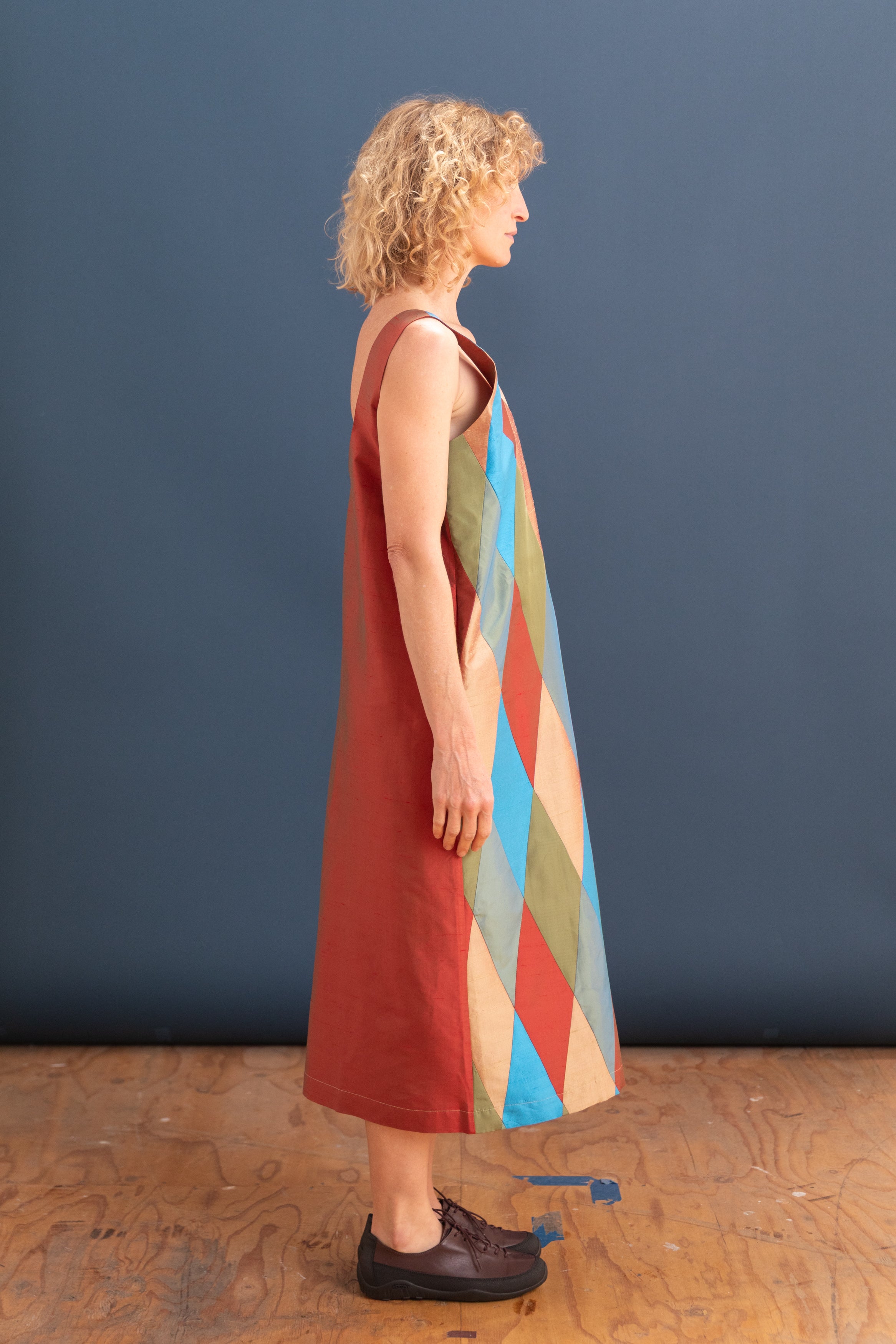 LUCILLE DRESS IN MULTI SILK TAFFETA