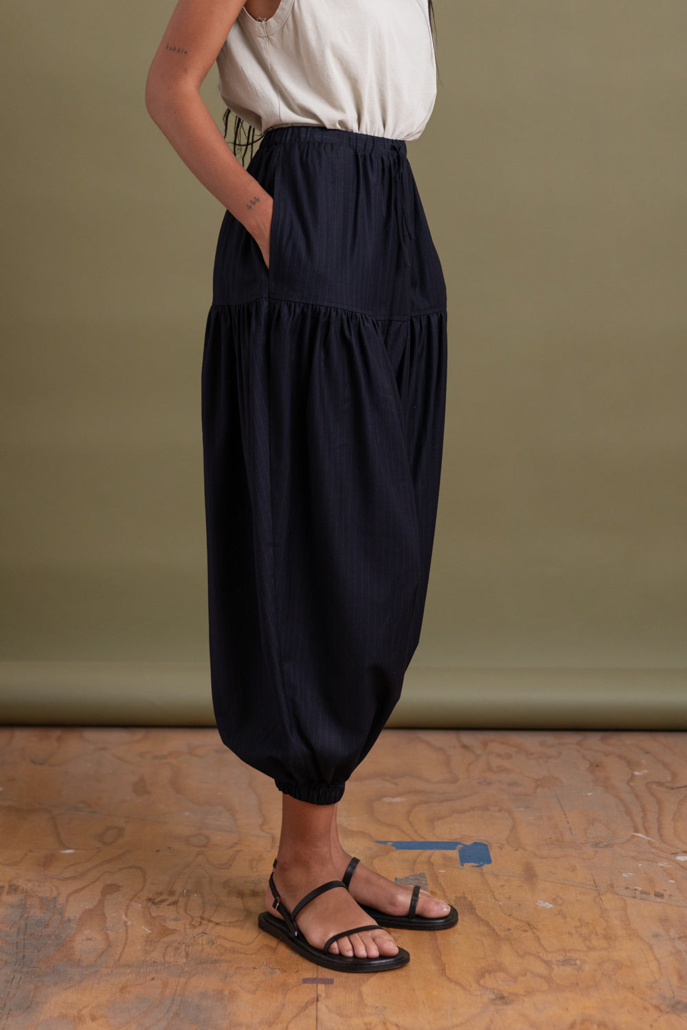 RAIN PANT IN PINSTRIPE