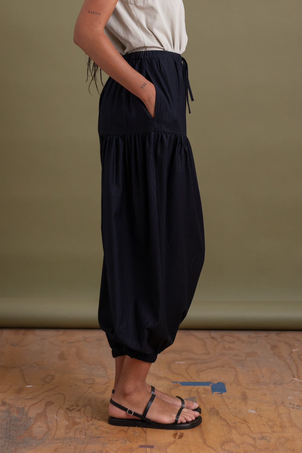 RAIN PANT IN PINSTRIPE