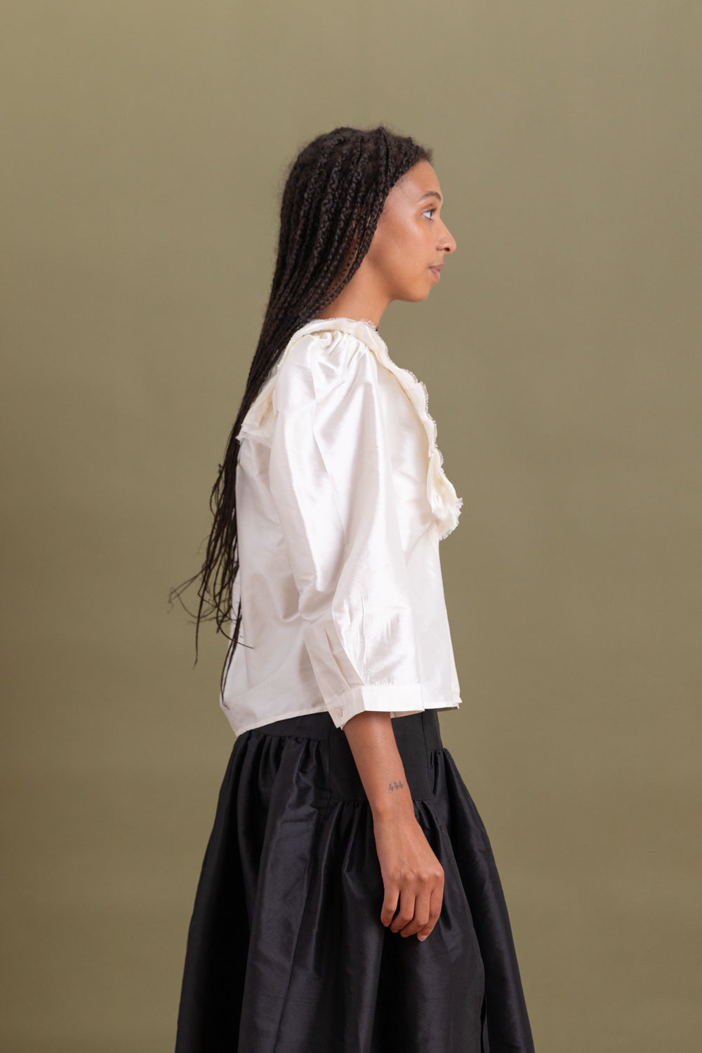 VIENNA TOP IN WHITE SILK SHANTUNG