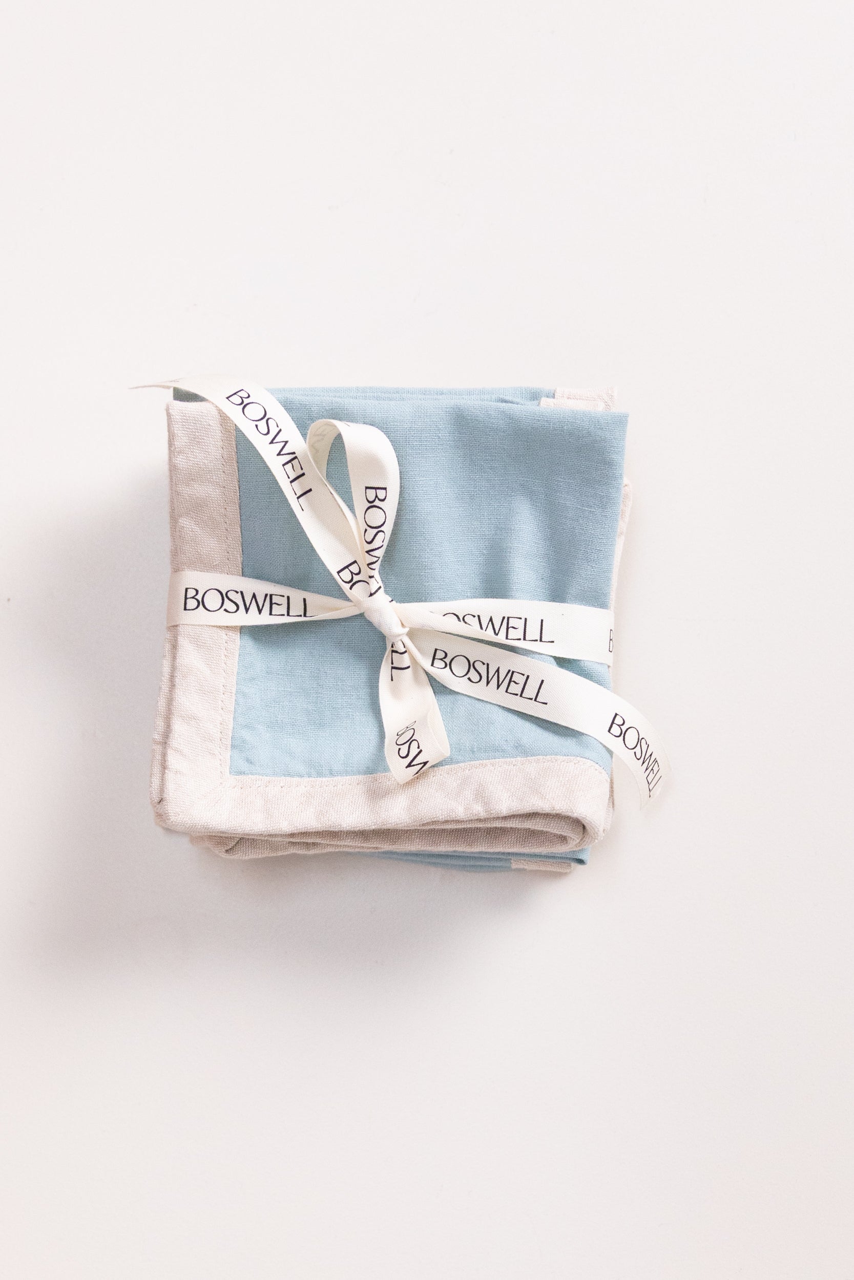 EDGED COCKTAIL NAPKINS IN BLUE LINEN - SET OF FOUR