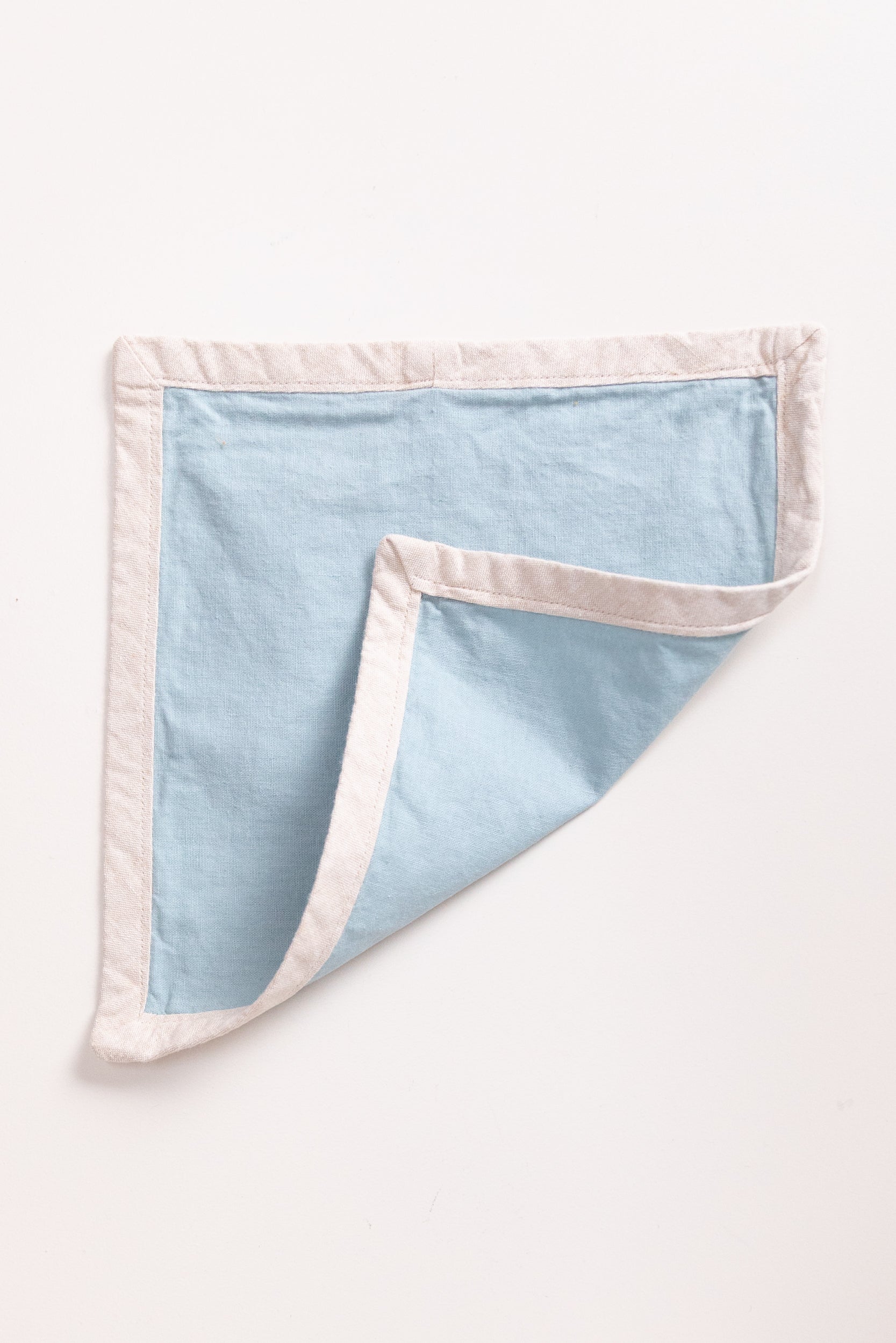 EDGED COCKTAIL NAPKINS IN BLUE LINEN - SET OF FOUR