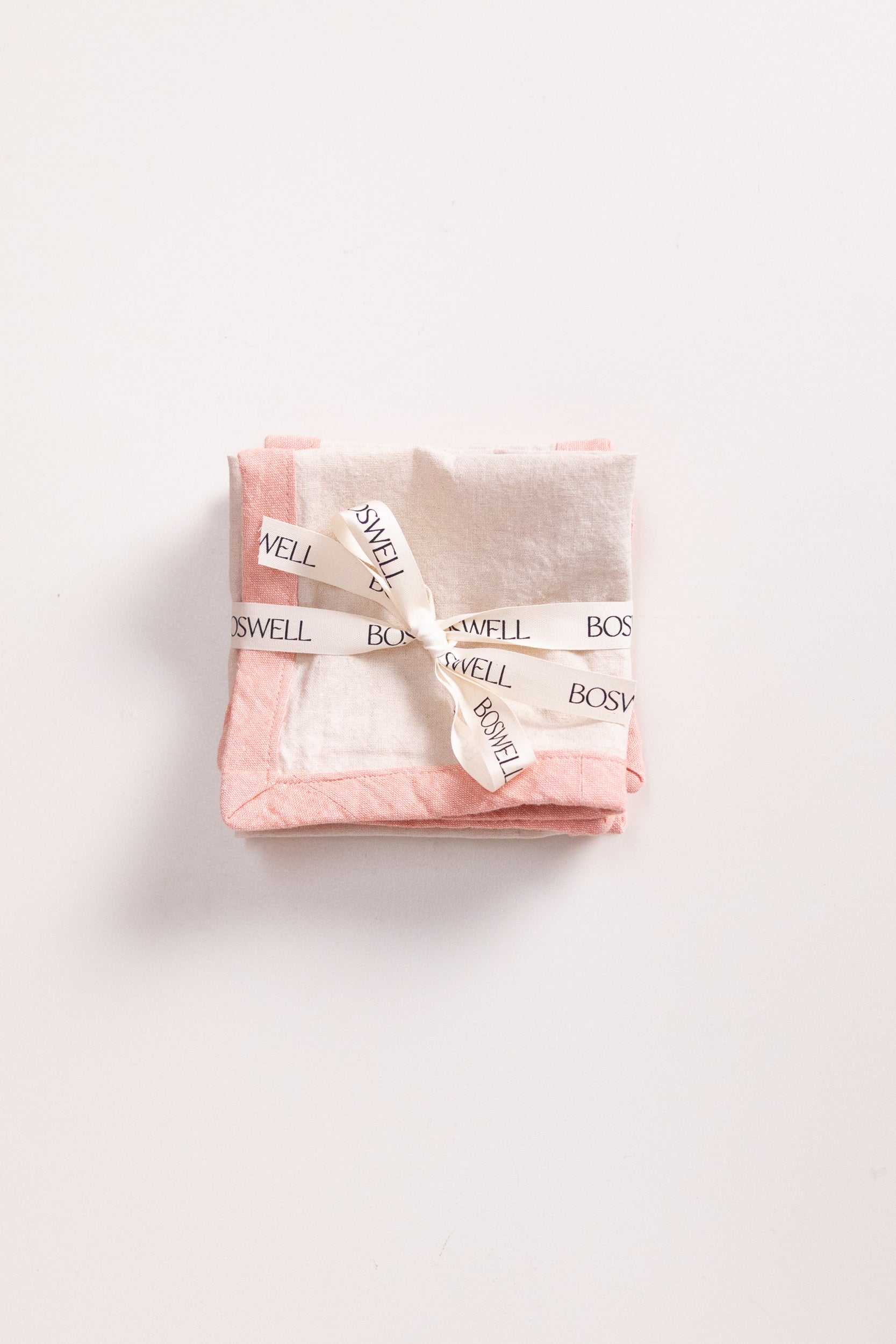 EDGED COCKTAIL NAPKINS IN NATURAL LINEN - SET OF FOUR