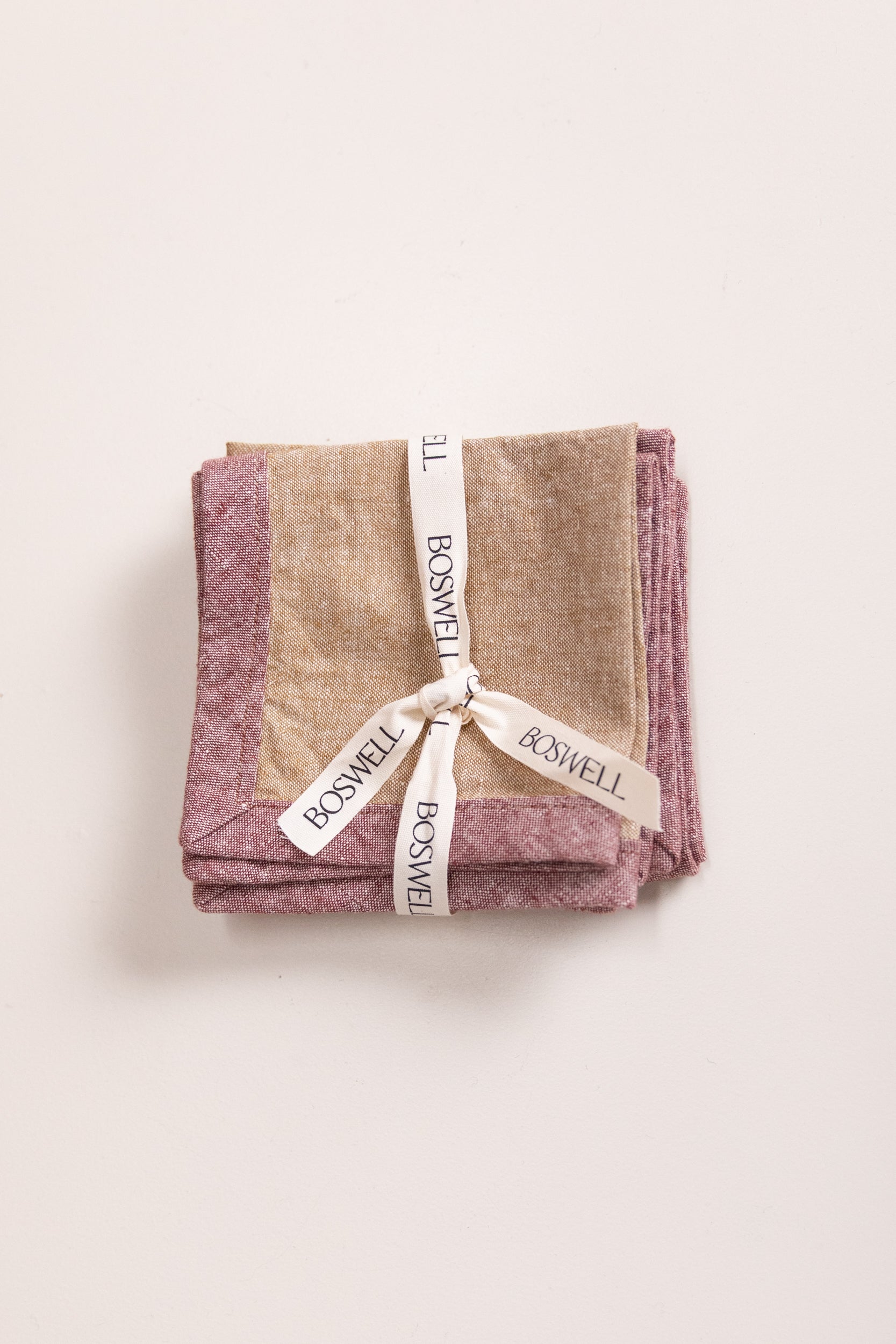 EDGED COCKTAIL NAPKINS IN TAUPE LINEN - SET OF FOUR