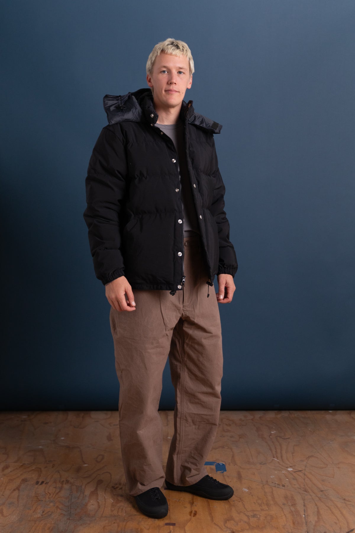 DOWN SWEATER IN BLACK 60/40 COTTON/NYLON