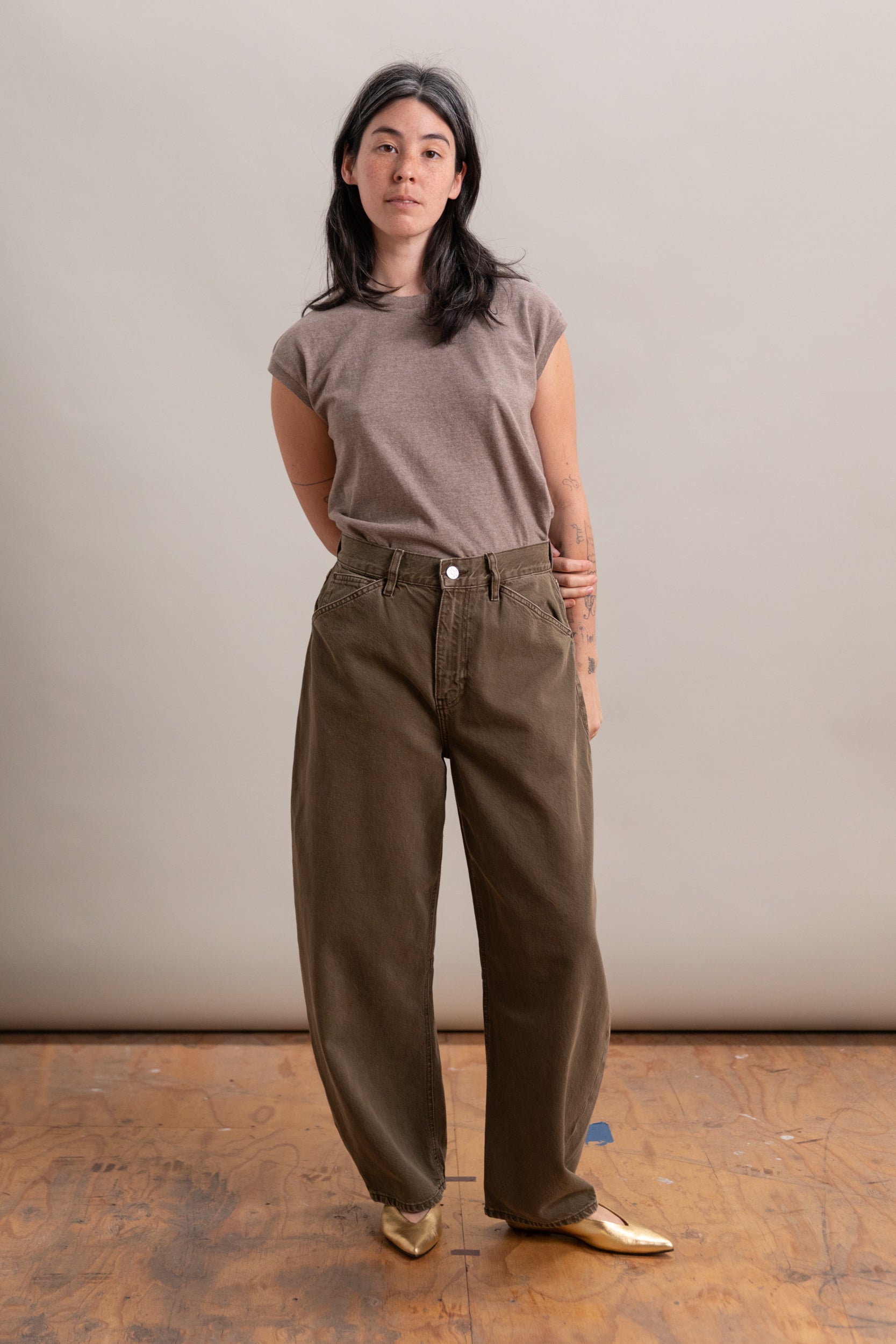 LIDO ANKLE JEANS IN DARK OLIVE DENIM