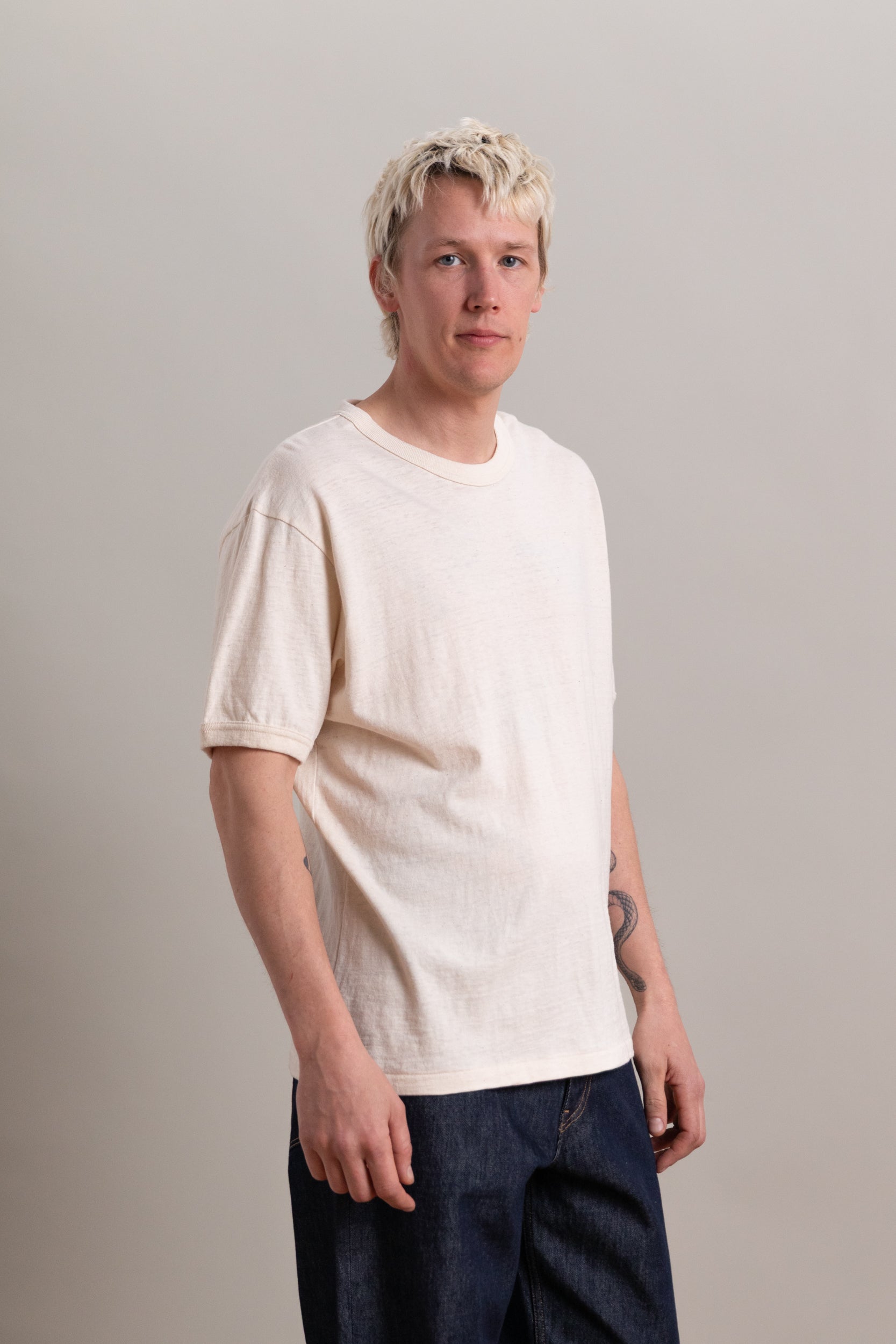BASE TEE IN COTTON/ALPACA/WOOL JERSEY