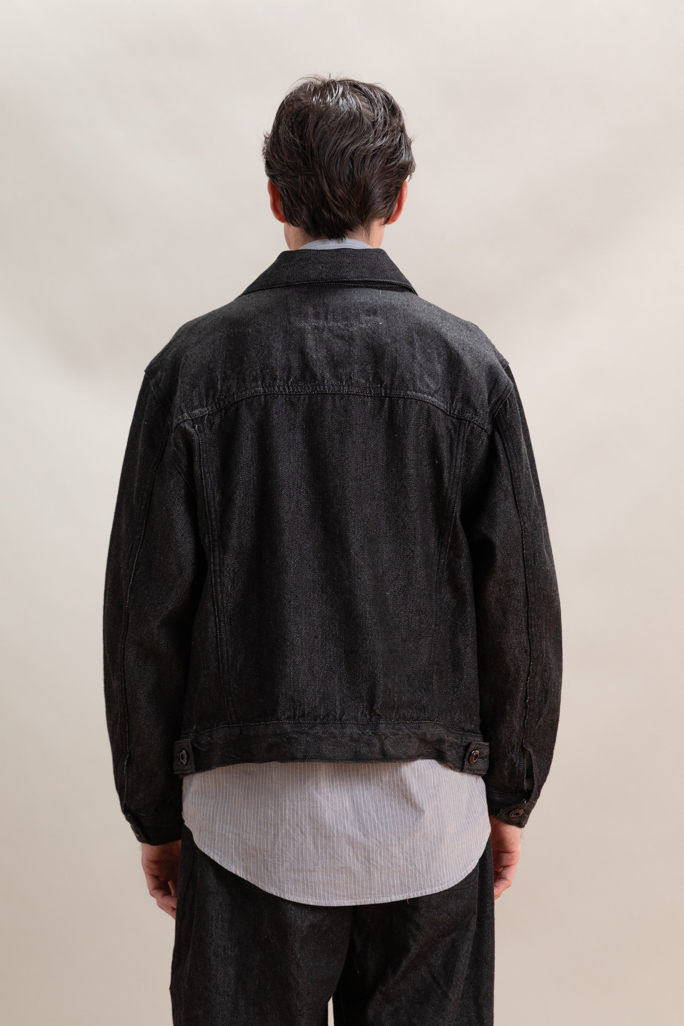 EASY TRUCKER IN BLACK WARP WOOL-CORE SELVEDGE