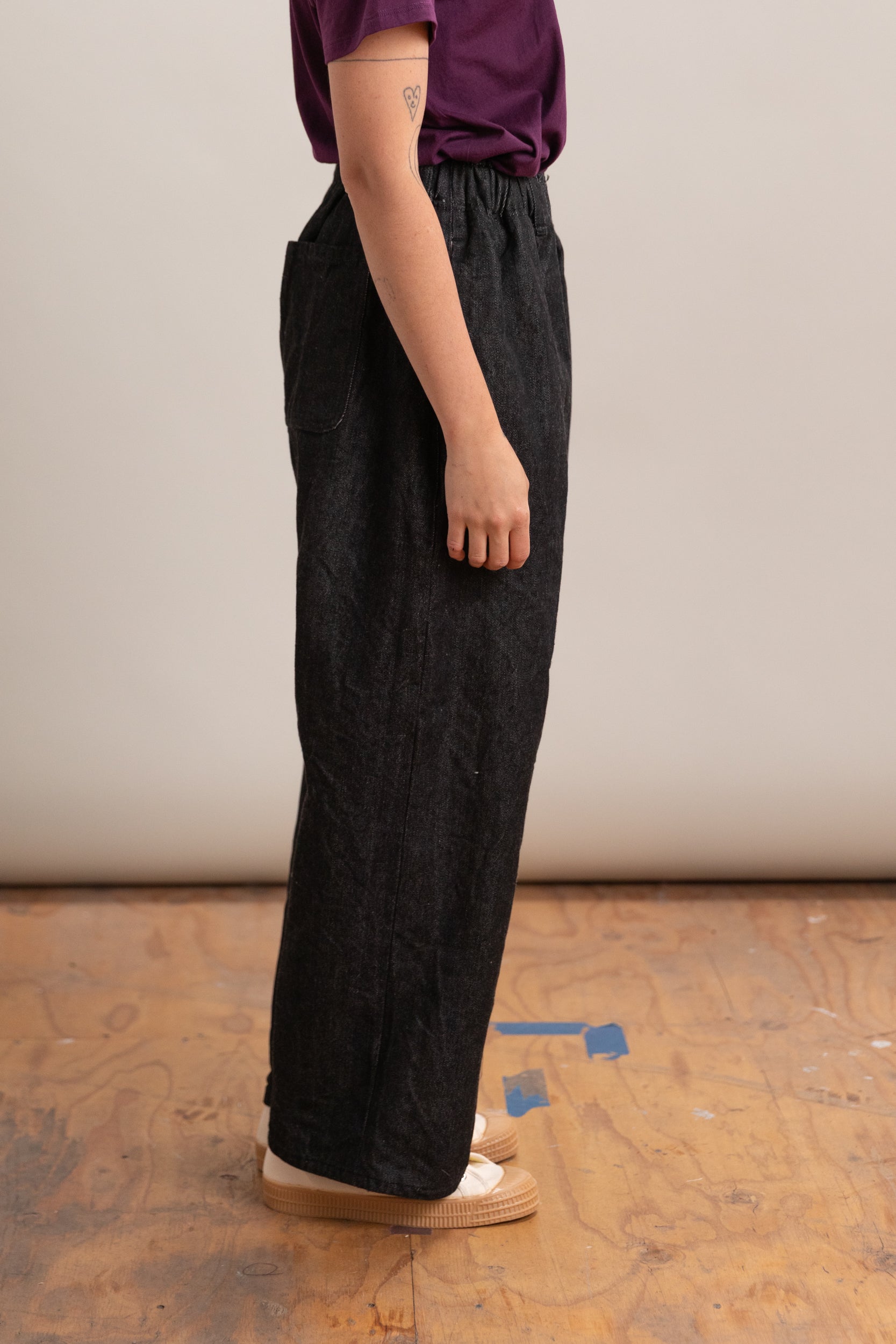 CRAWL JEAN IN BLACK WARP WOOL-CORE SELVEDGE