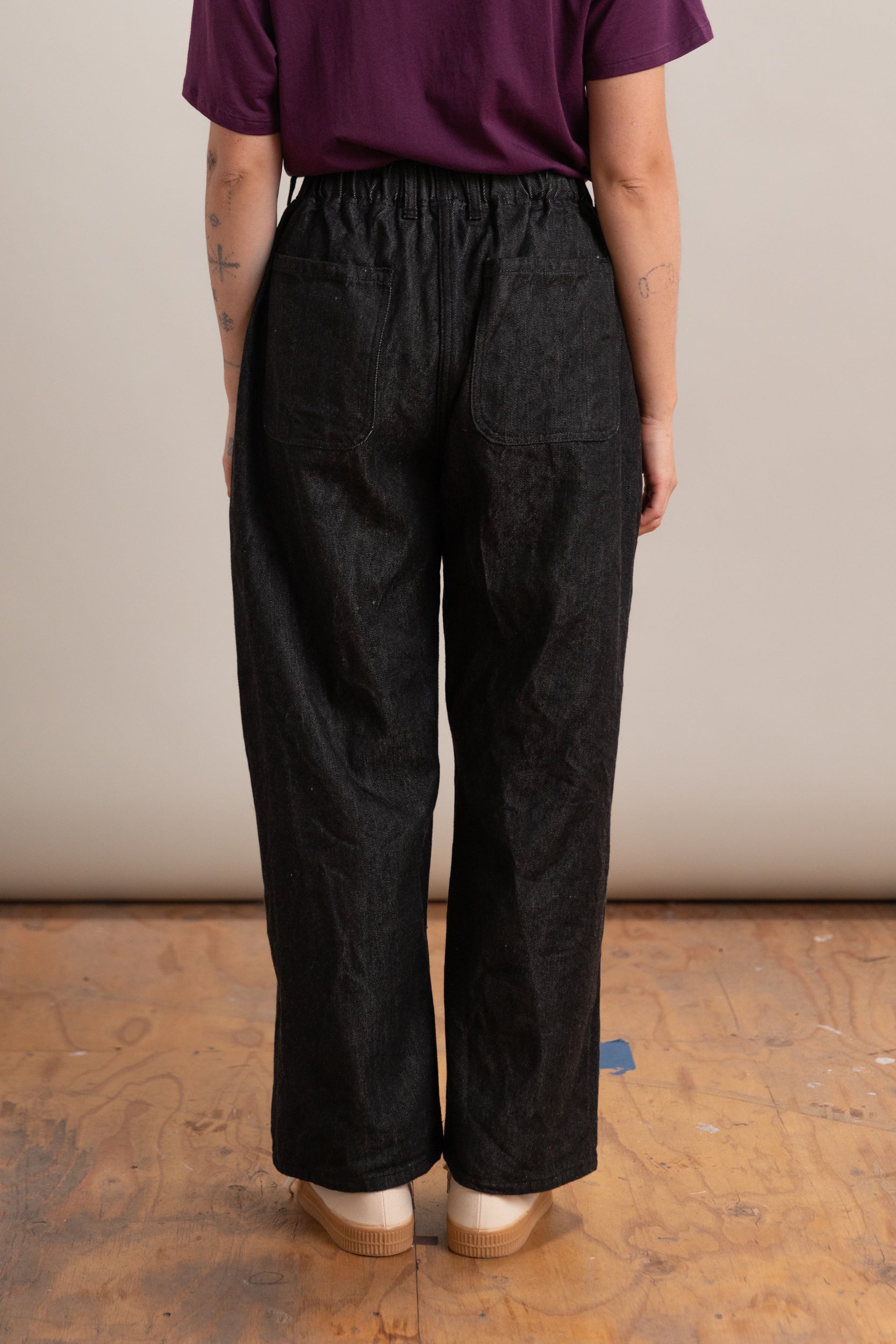 CRAWL JEAN IN BLACK WARP WOOL-CORE SELVEDGE