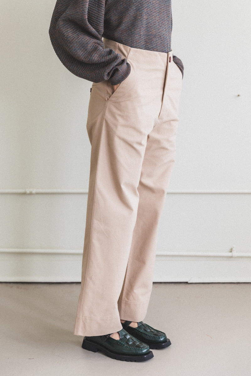 DEXTER PANT IN KHAKI COTTON TWILL